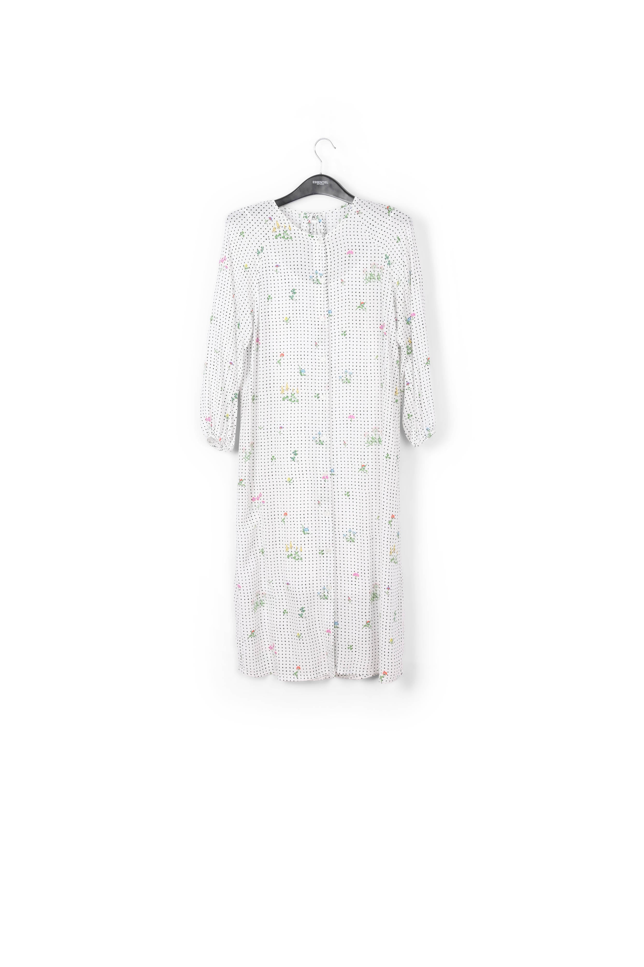 Off-white polka dot and floral shirt dress RE—SSENTIEL | Essentiel second hand