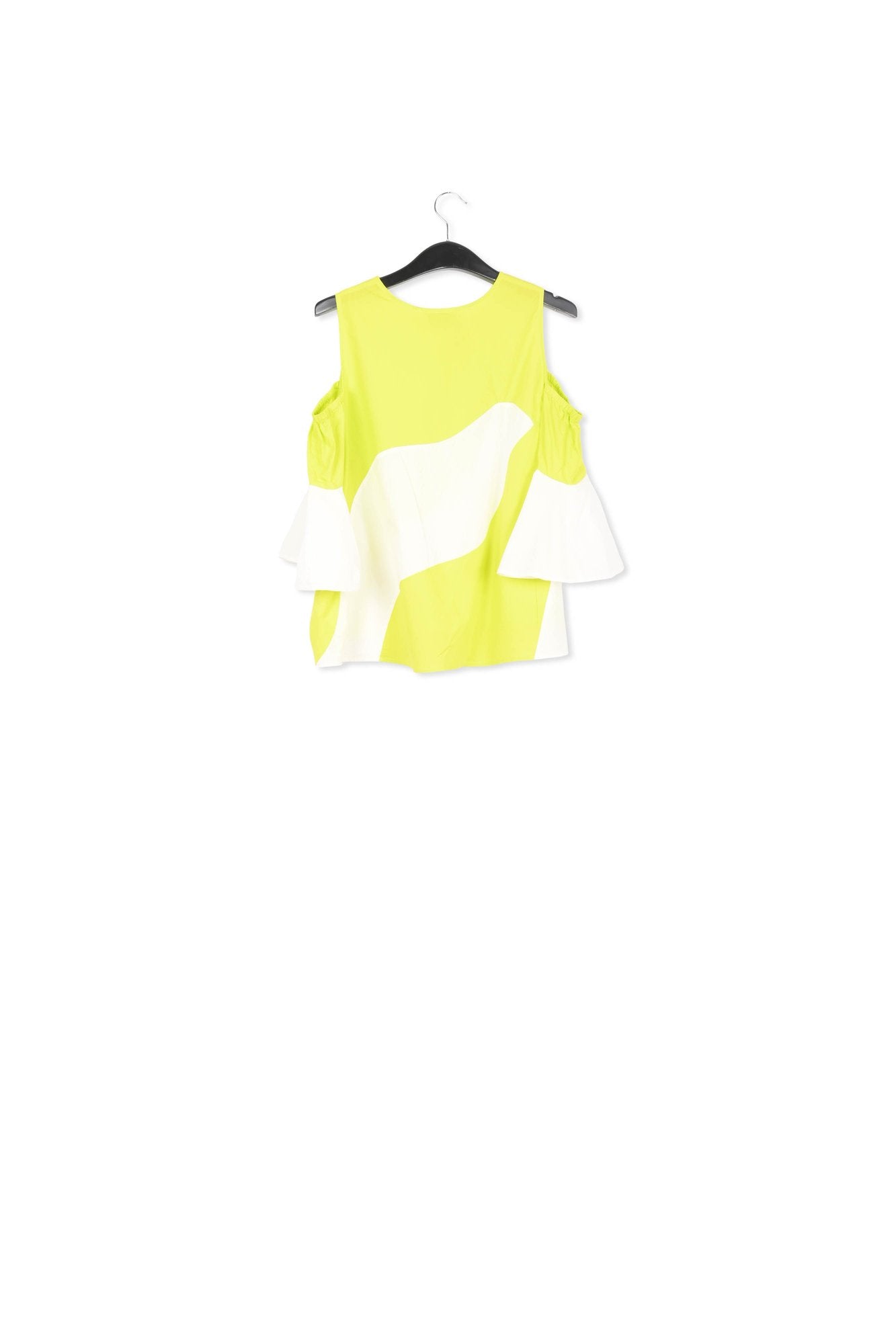 Top en coton popeline vert citron et blanc RE—SSENTIEL | Essentiel second hand