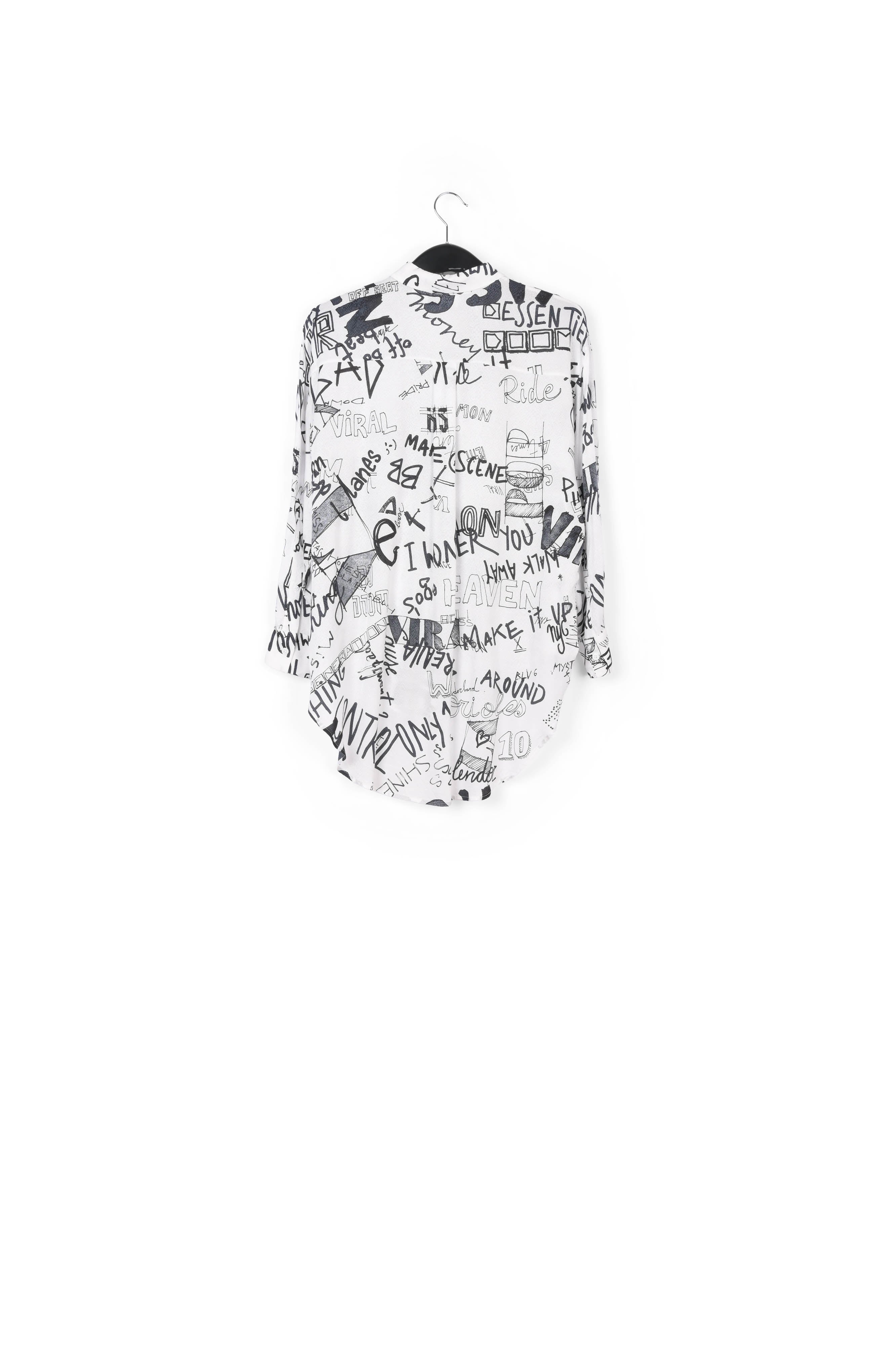 Chemise blanc cassé avec imprimé graffiti noir RE—SSENTIEL | Essentiel second hand