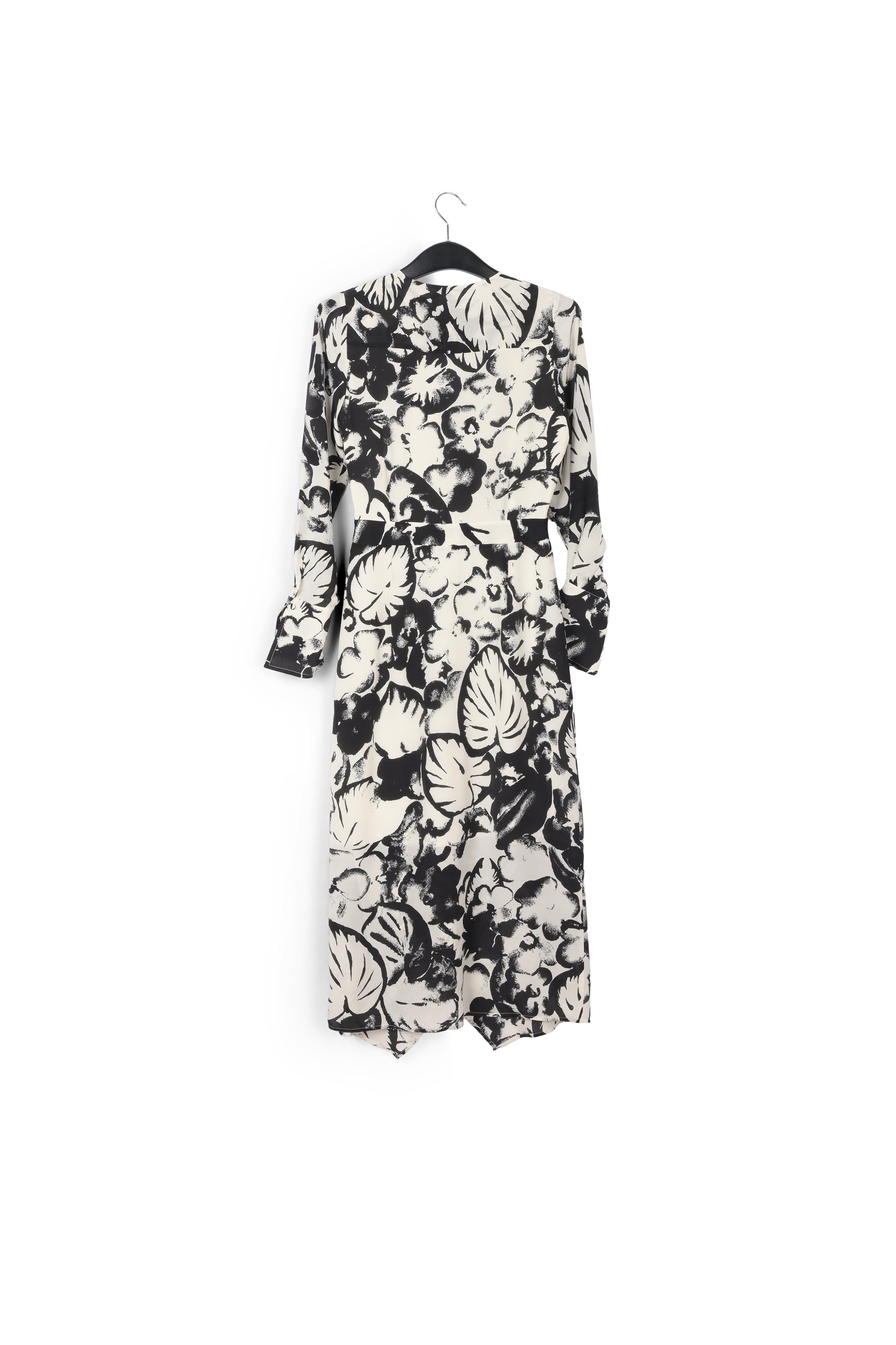 Off-white botanical-print silk midi dress RE—SSENTIEL | Essentiel second hand