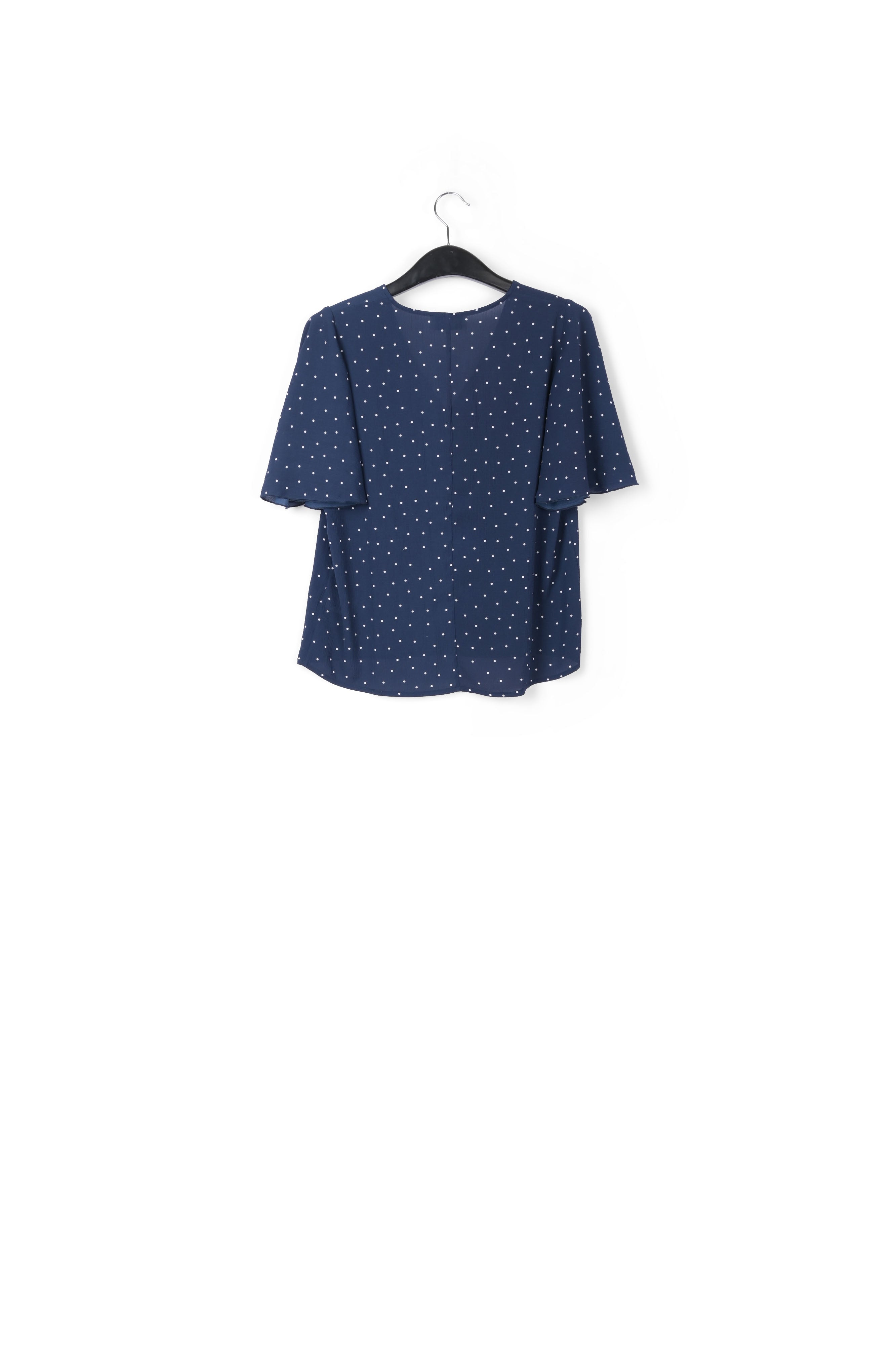 Dark blue polka dot v-neck top RE—SSENTIEL | Essentiel second hand