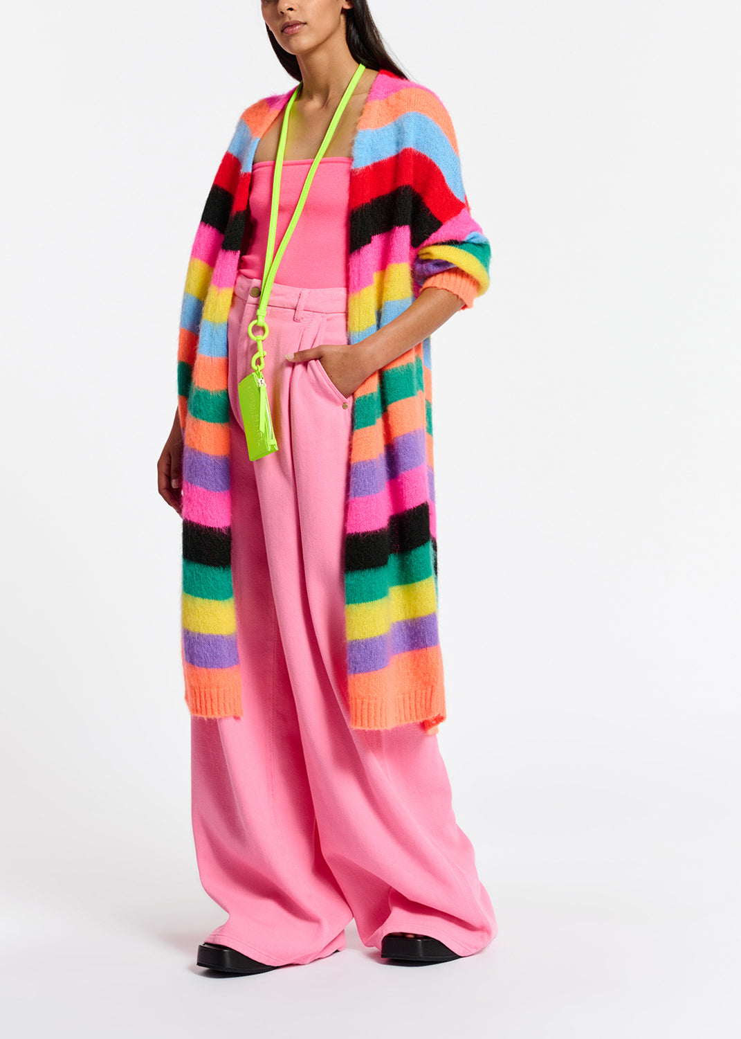 Multicolor striped midi-length cardigan RE—SSENTIEL | Essentiel second hand