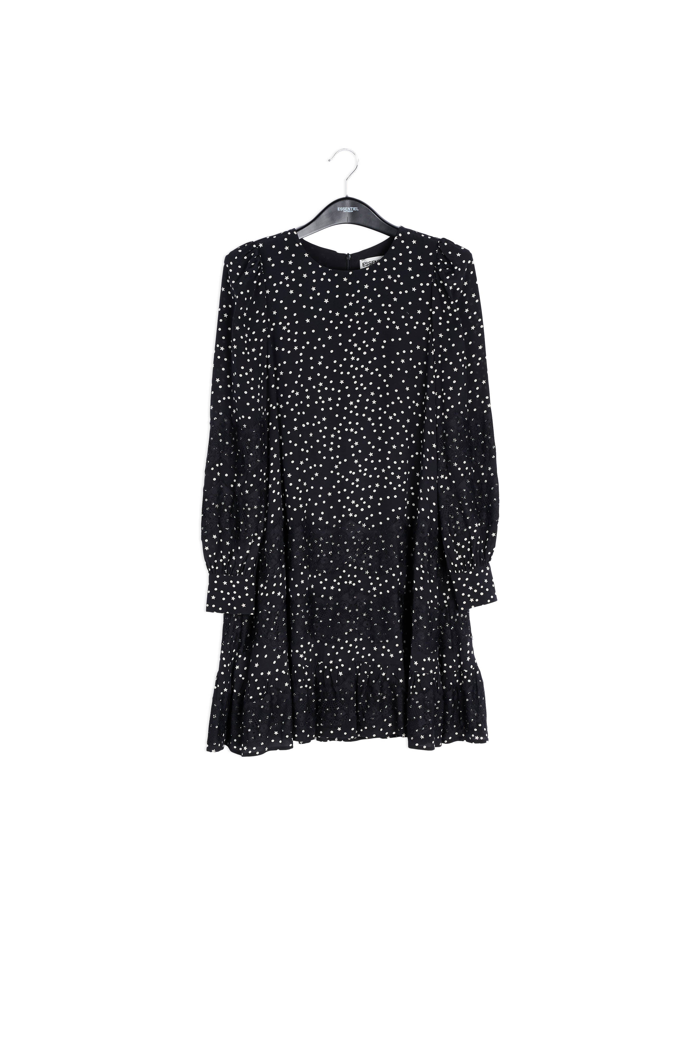 Black lace-trimmed mini dress RE—SSENTIEL | Essentiel second hand