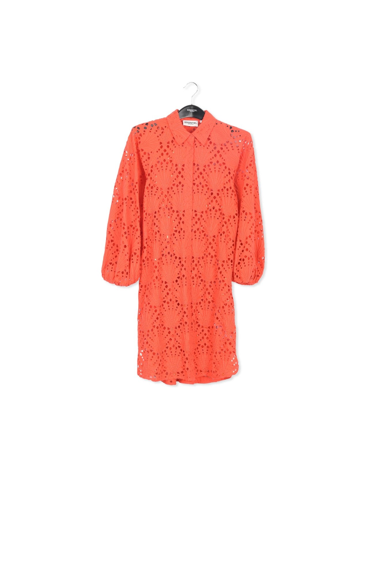 Red broderie anglaise cotton knee-length dress RE—SSENTIEL | Essentiel second hand