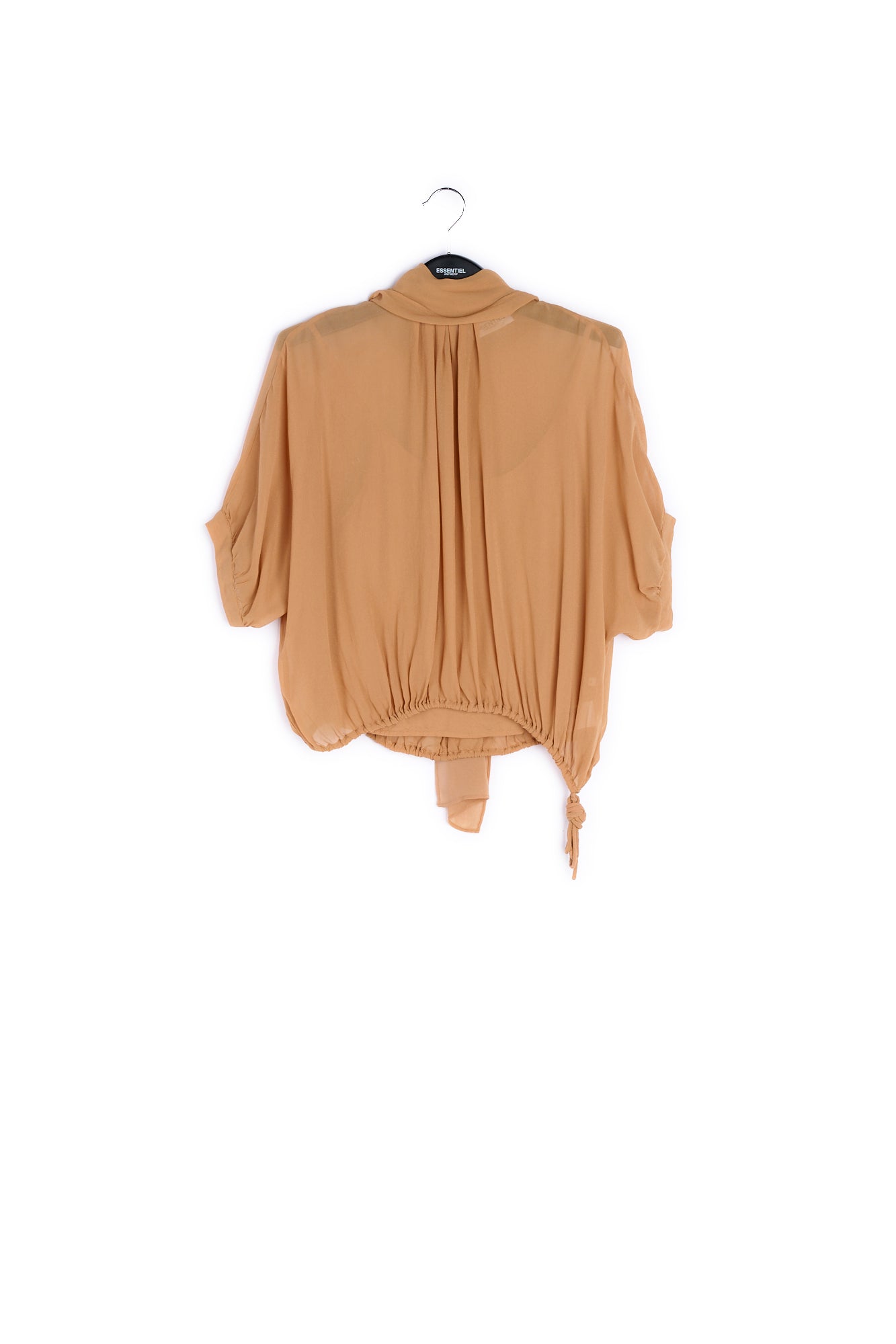 Tan voluminous sheer top RE—SSENTIEL | Essentiel second hand