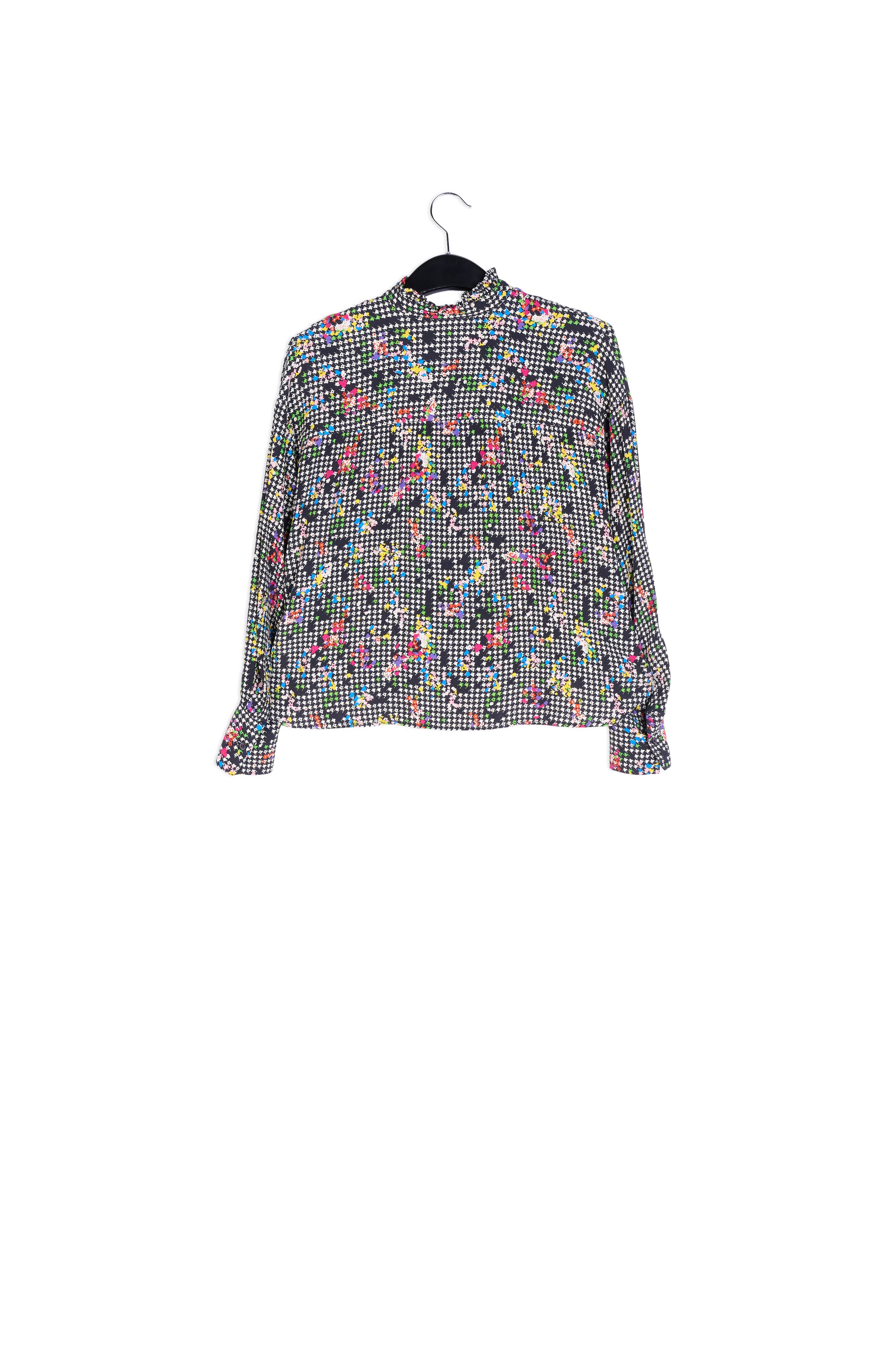 Black and white boxy shirt with frilled collar RE—SSENTIEL | Essentiel second hand