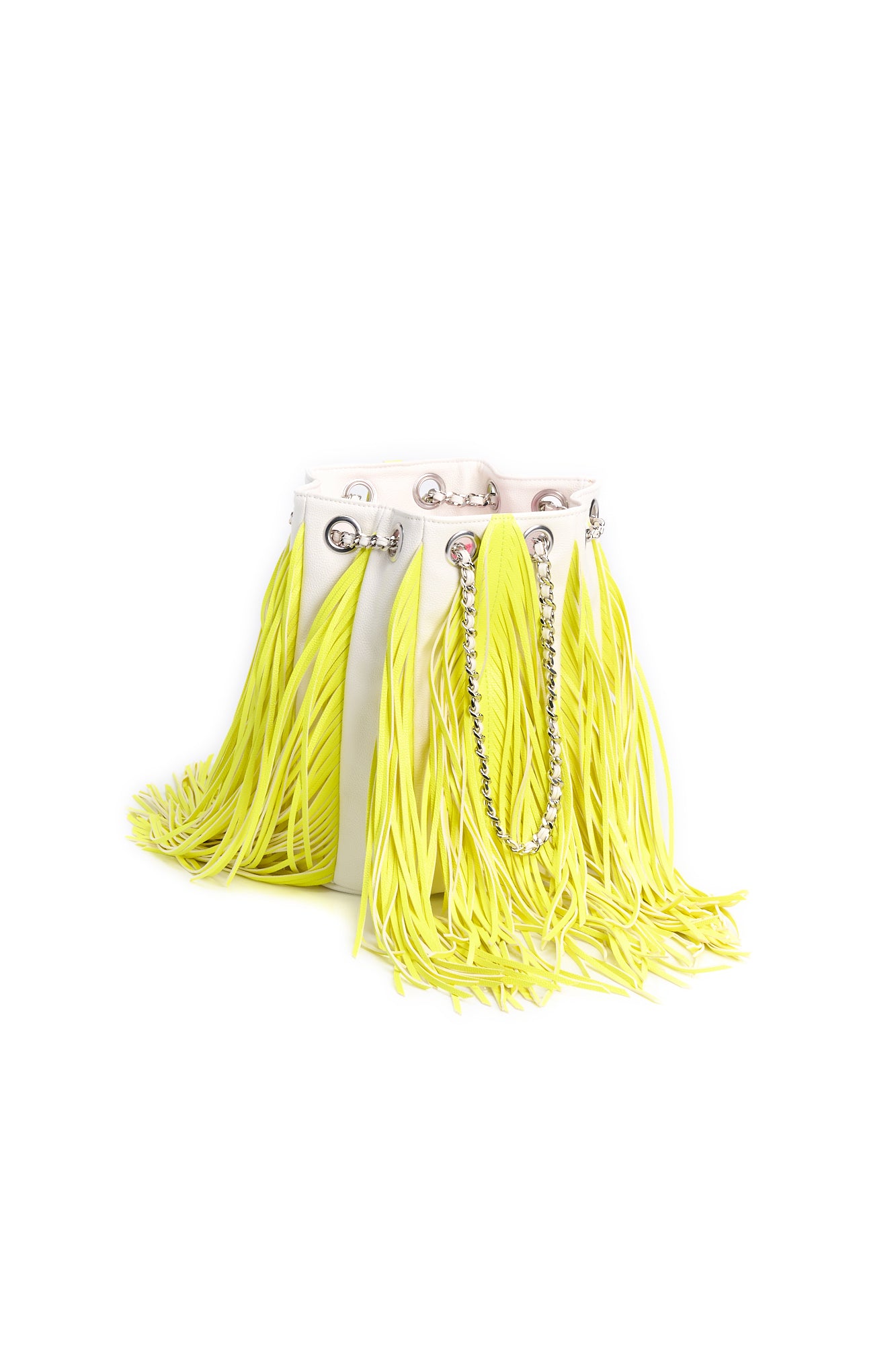 White bucket bag with yellow fringe RE—SSENTIEL | Essentiel second hand