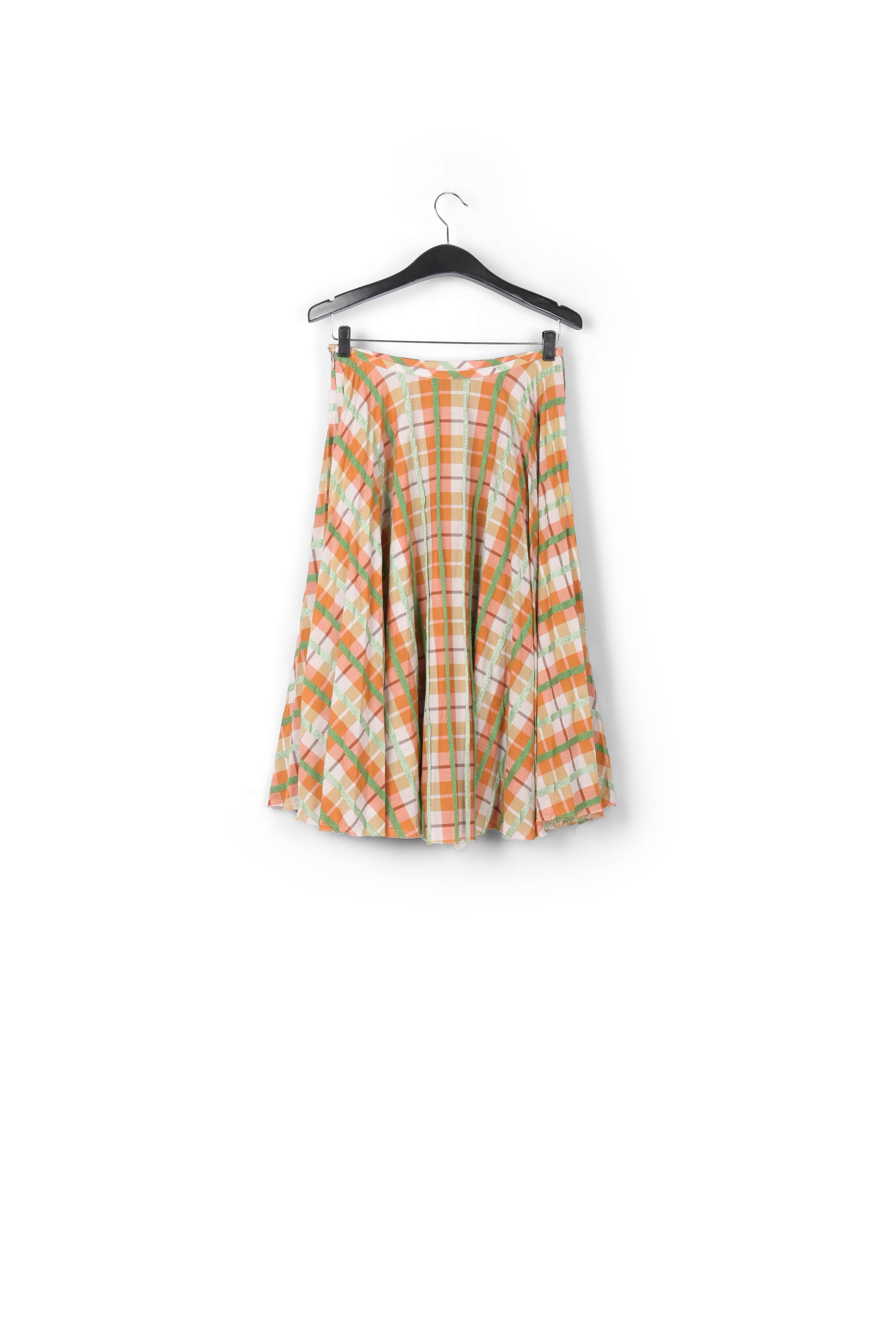 Beige and blue plaid cotton-blend pleated skirt RE—SSENTIEL | Essentiel second hand