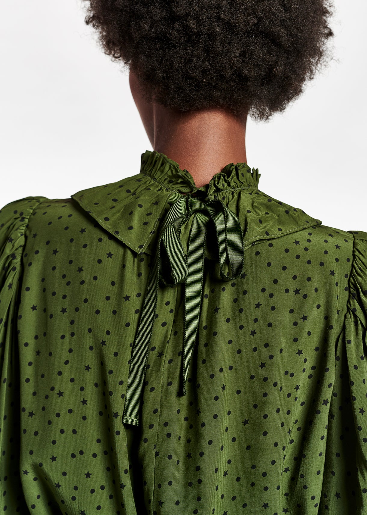 Khaki green polkadot blouse RE—SSENTIEL | Essentiel second hand