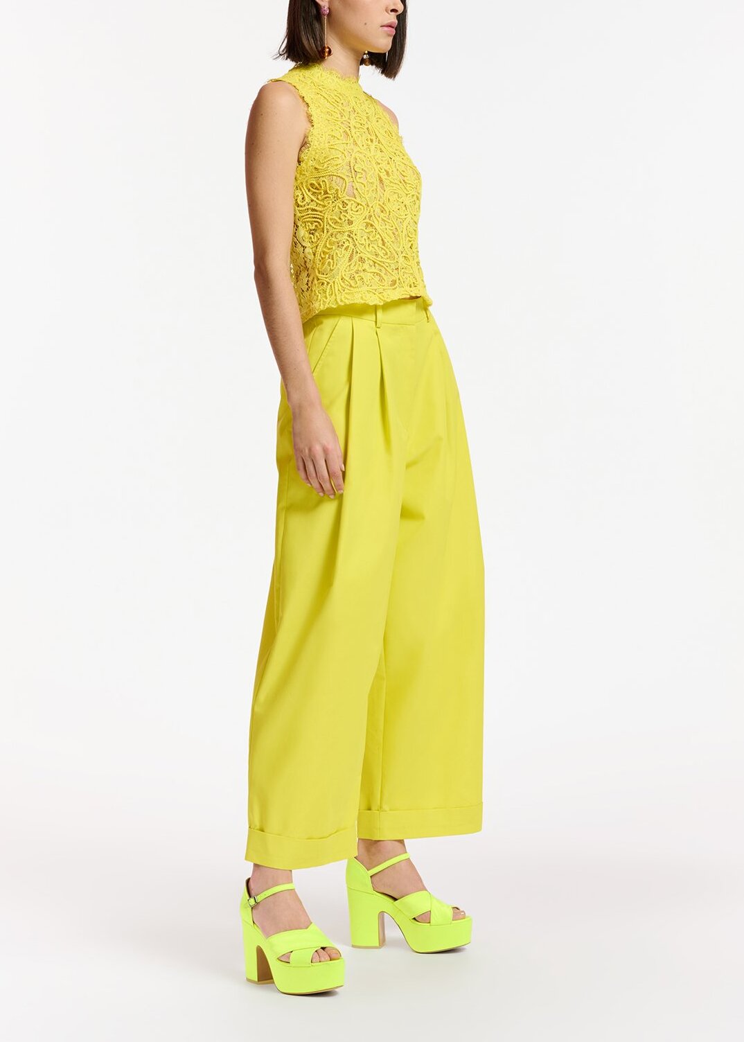 Yellow embroidered lace top RE—SSENTIEL | Essentiel second hand