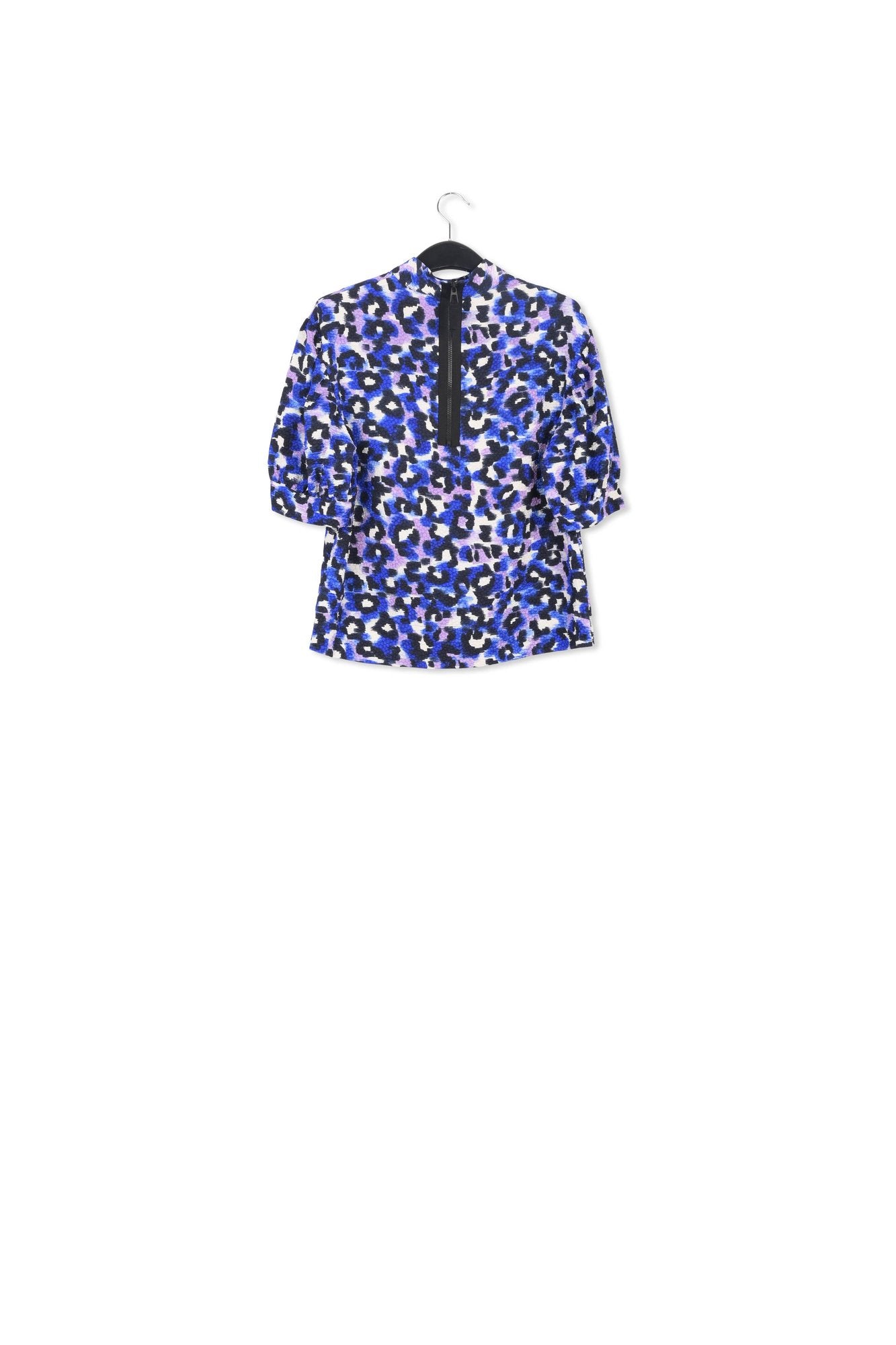 Blue, purple and off-white leopard print top RE—SSENTIEL | Essentiel second hand