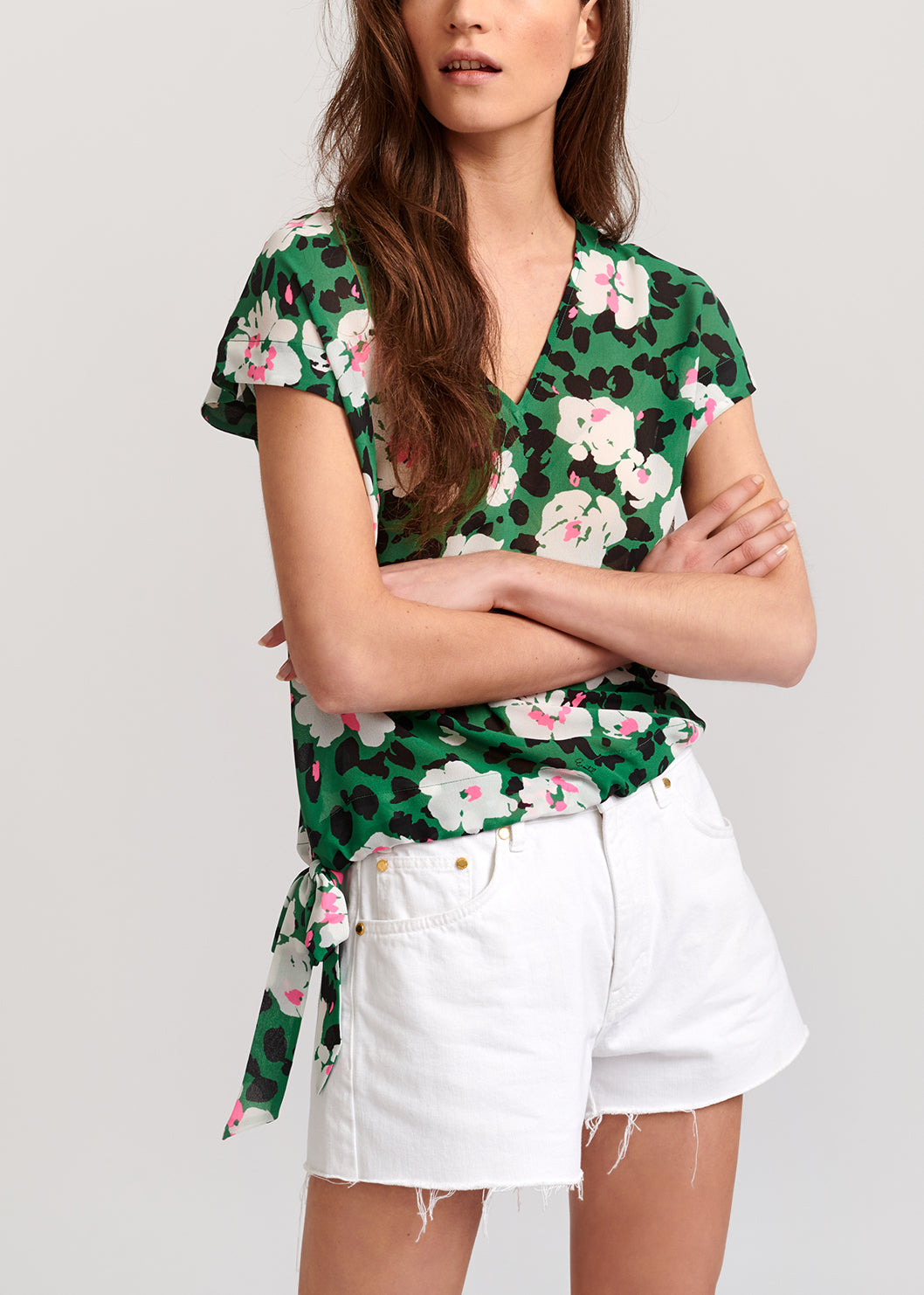 Green floral-print top RE—SSENTIEL | Essentiel second hand