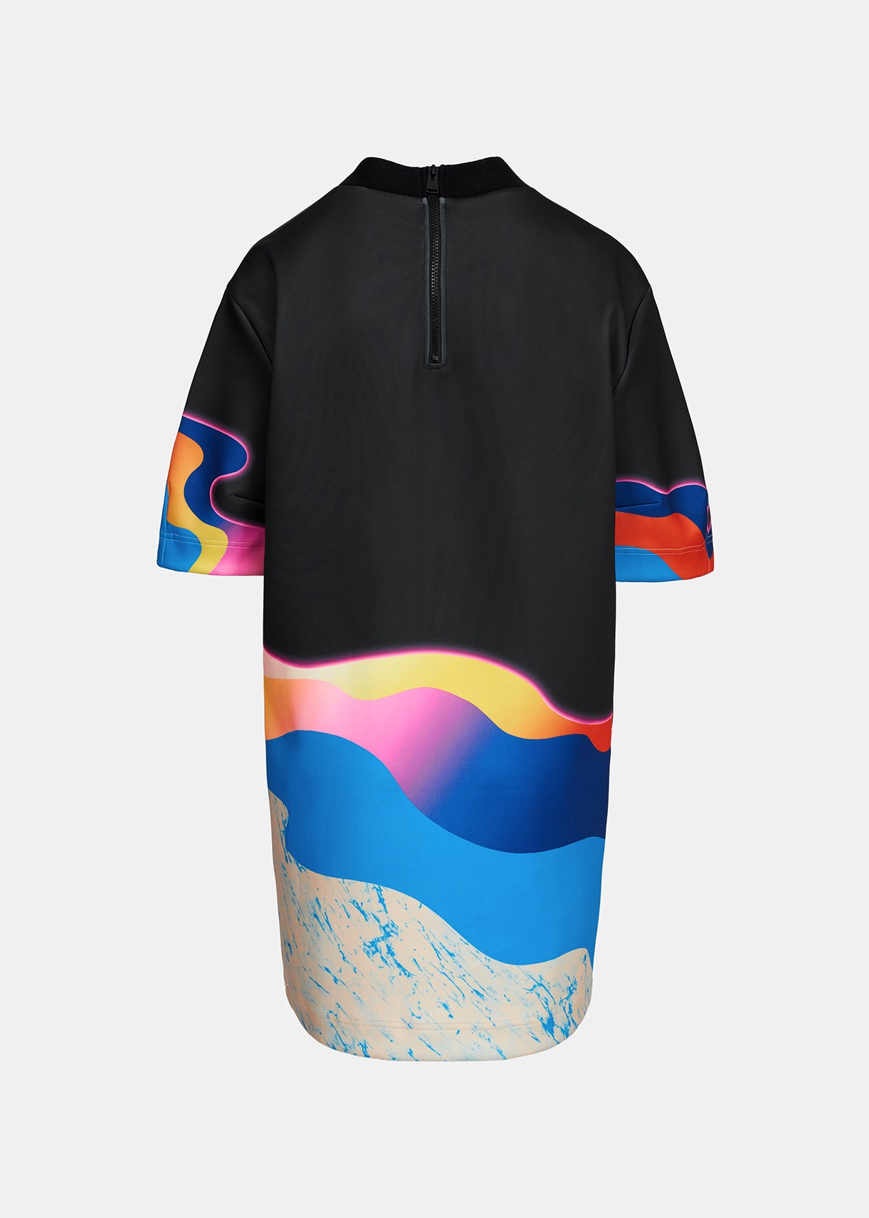 Black knee-length dress with multicolor print RE—SSENTIEL | Essentiel second hand