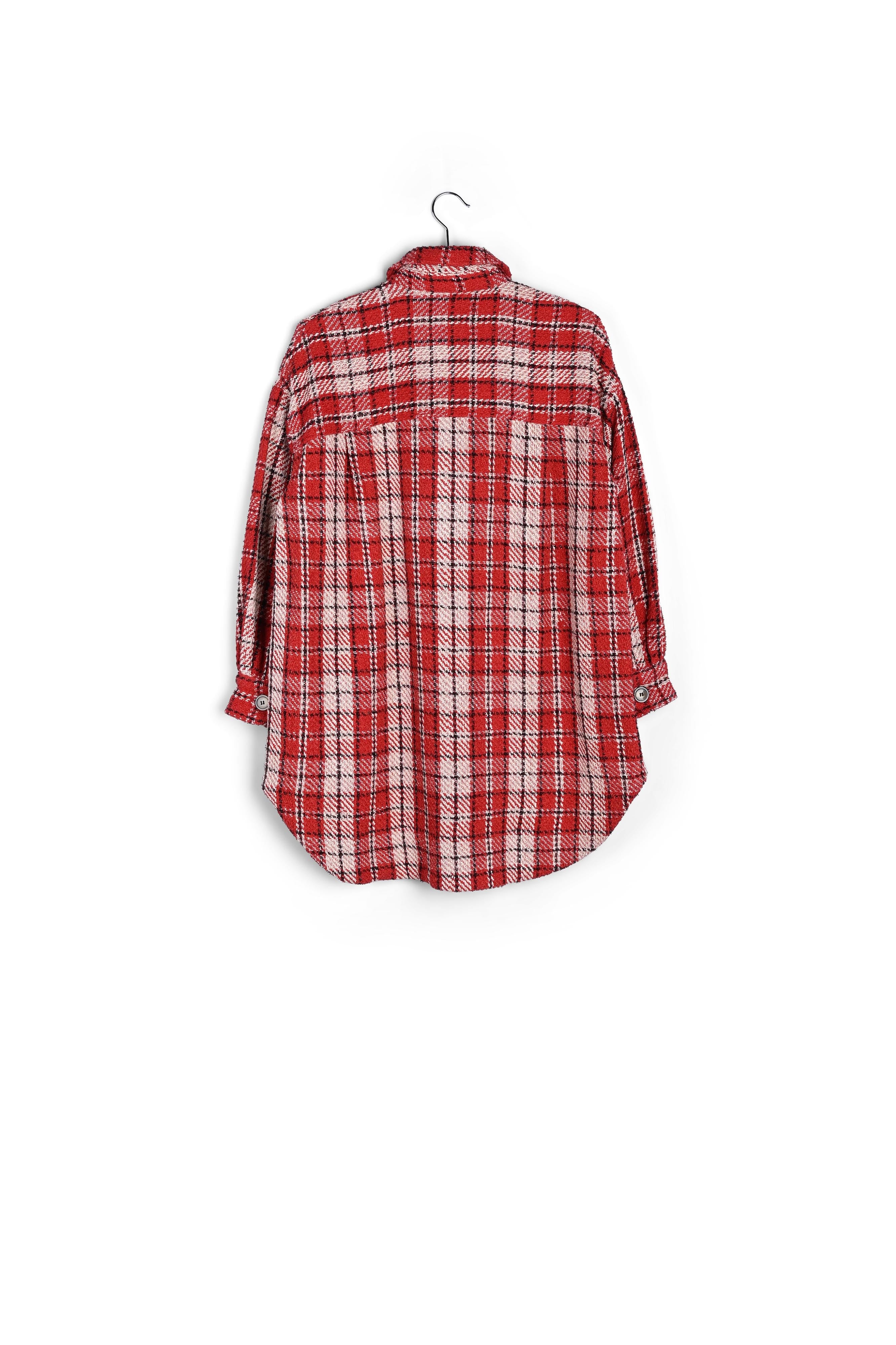 Rood, gebroken wit en zwart geruit oversized hemd RE—SSENTIEL | Essentiel second hand