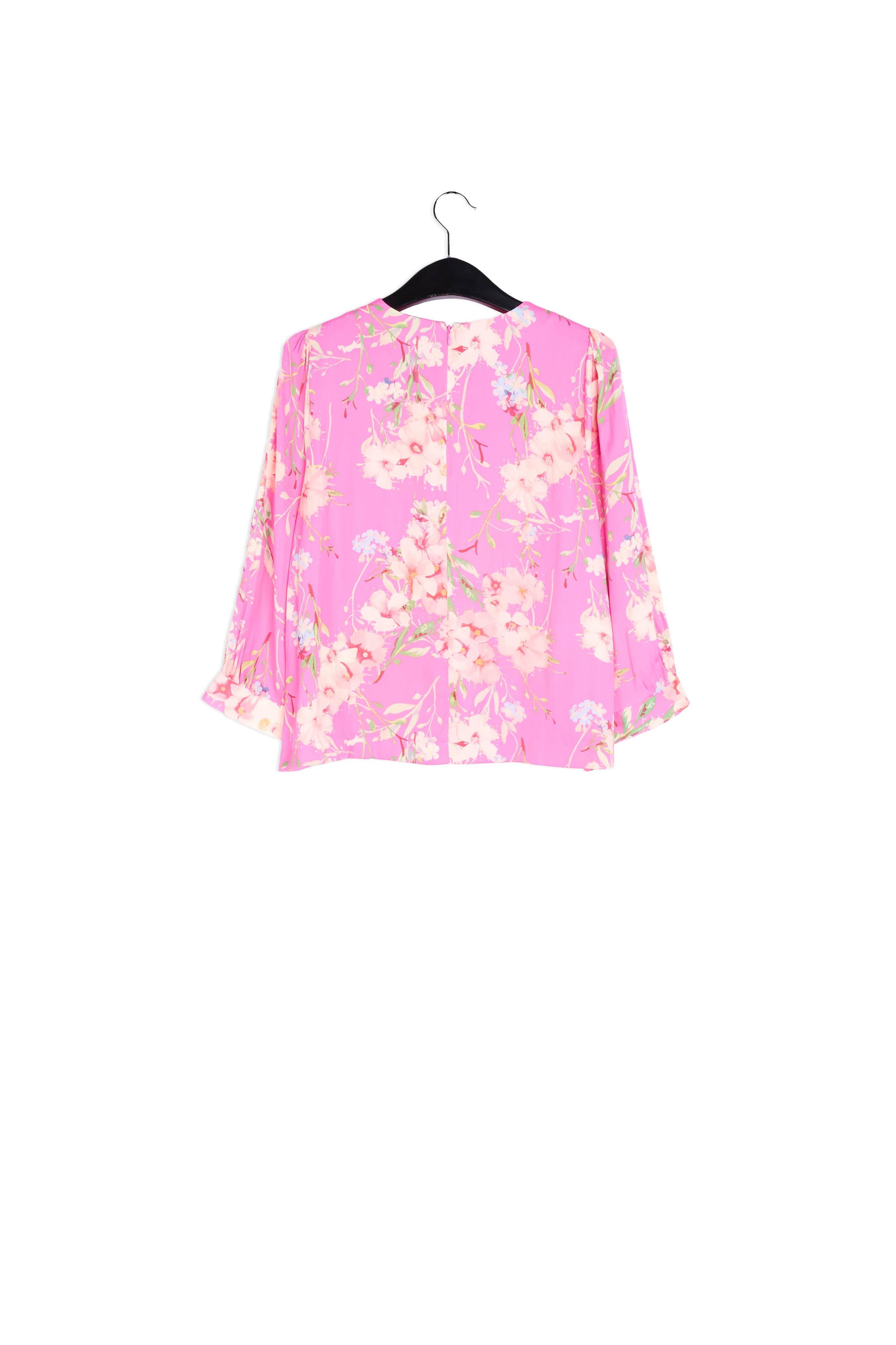 Pink floral top with puff sleeves RE—SSENTIEL | Essentiel second hand