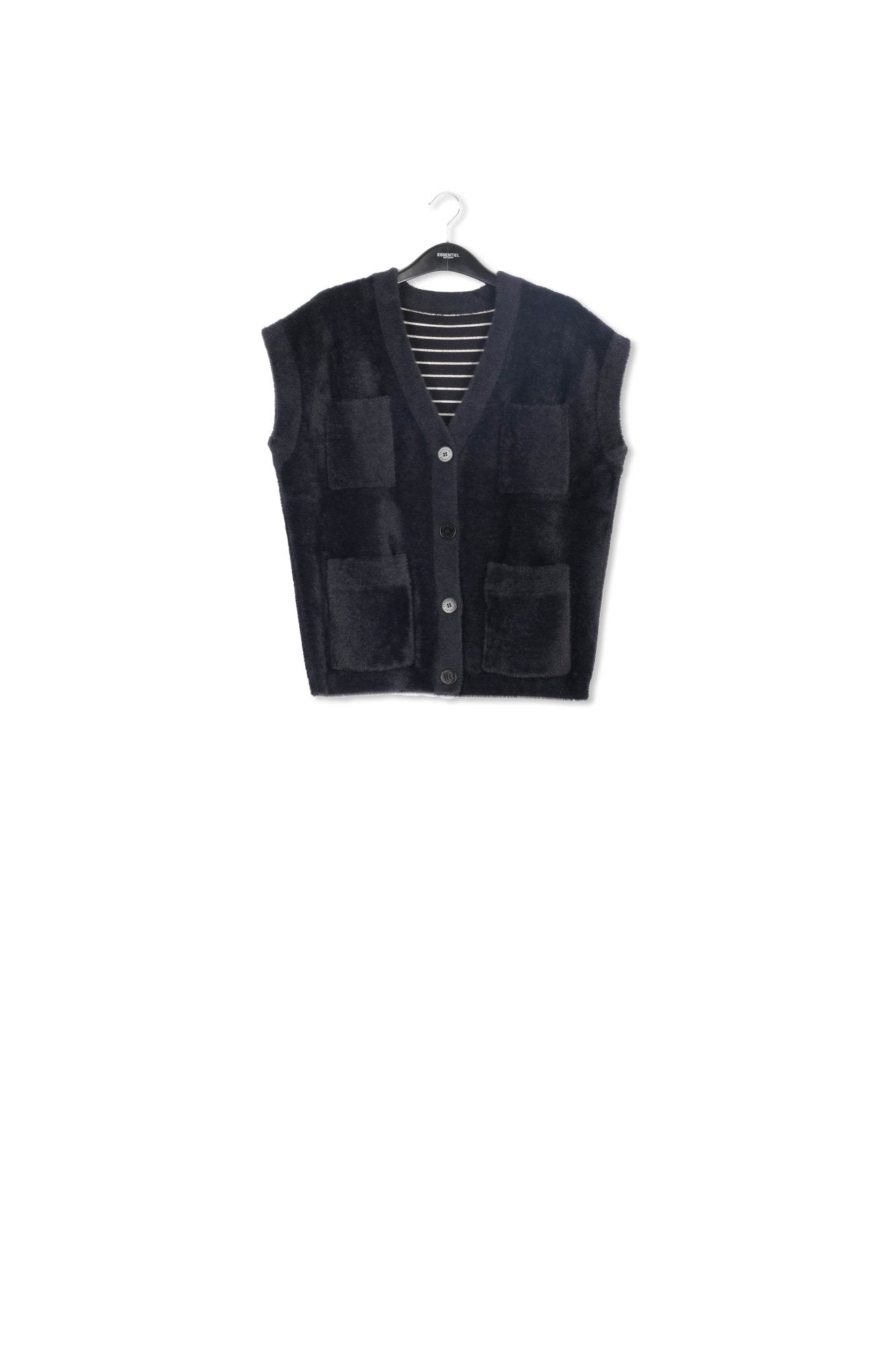 Black sleeveless reversible cardigan RE—SSENTIEL | Essentiel second hand