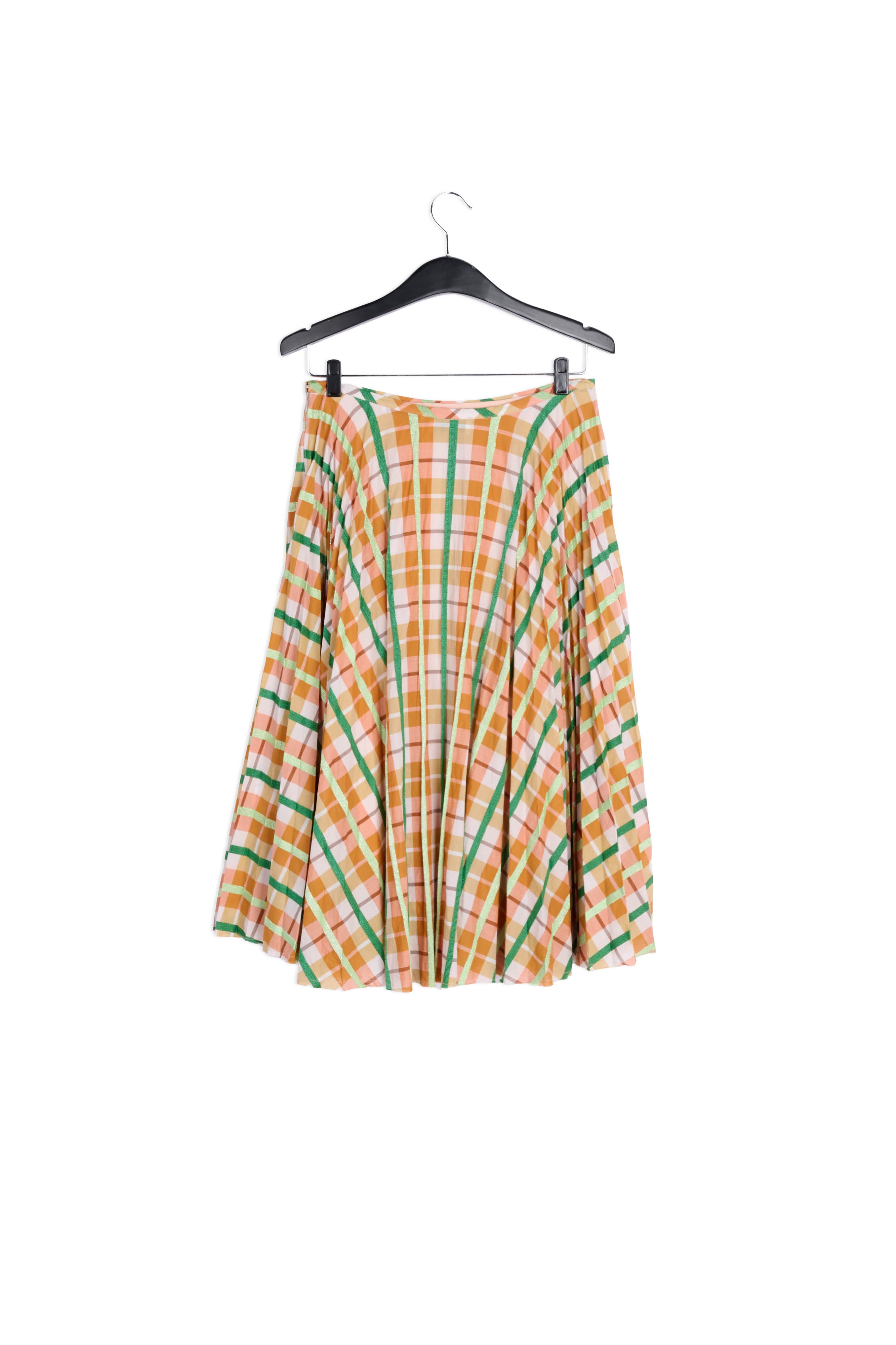 Beige and blue plaid cotton-blend pleated skirt RE—SSENTIEL | Essentiel second hand