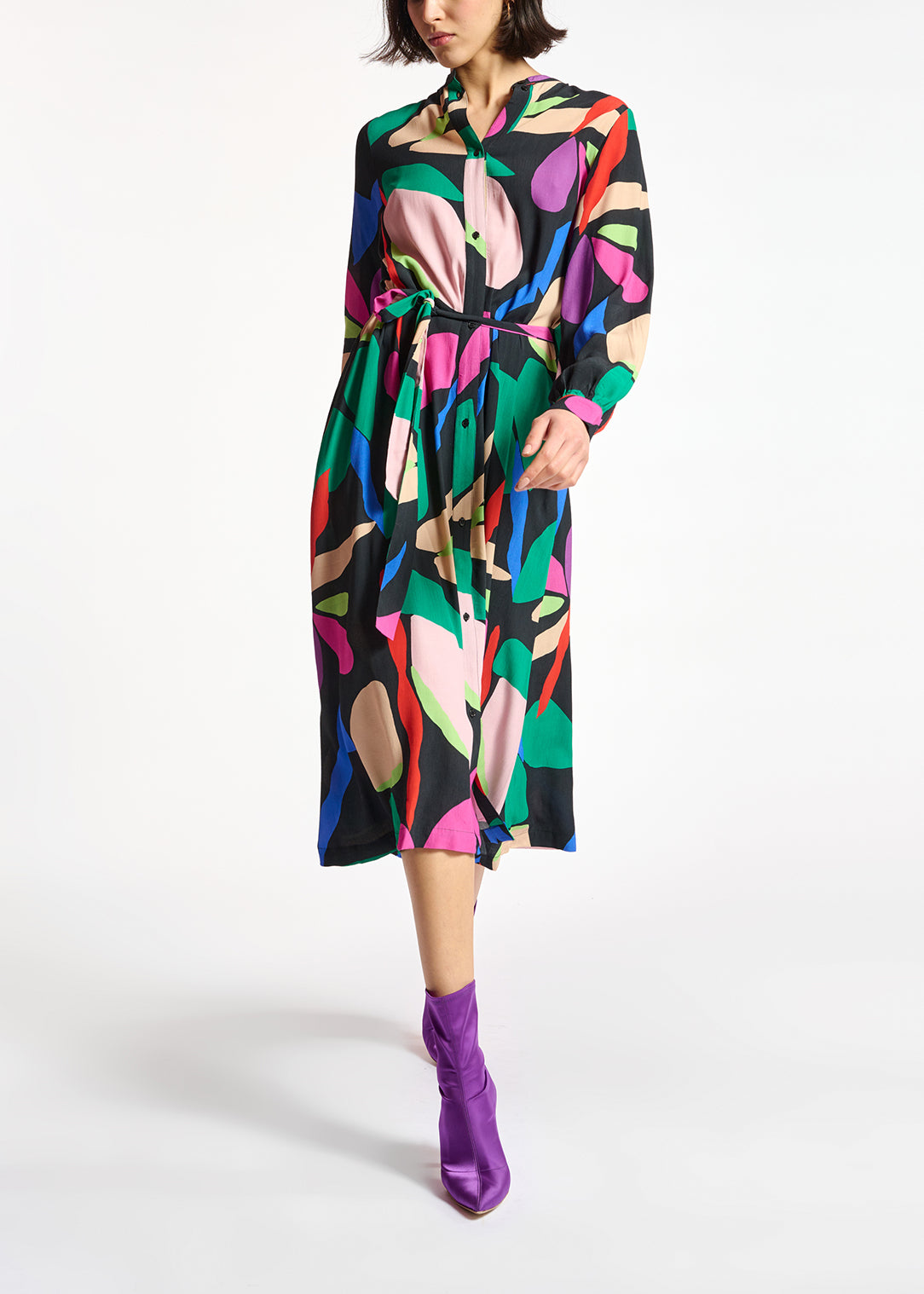 Black graphic-print shirt dress RE—SSENTIEL | Essentiel second hand