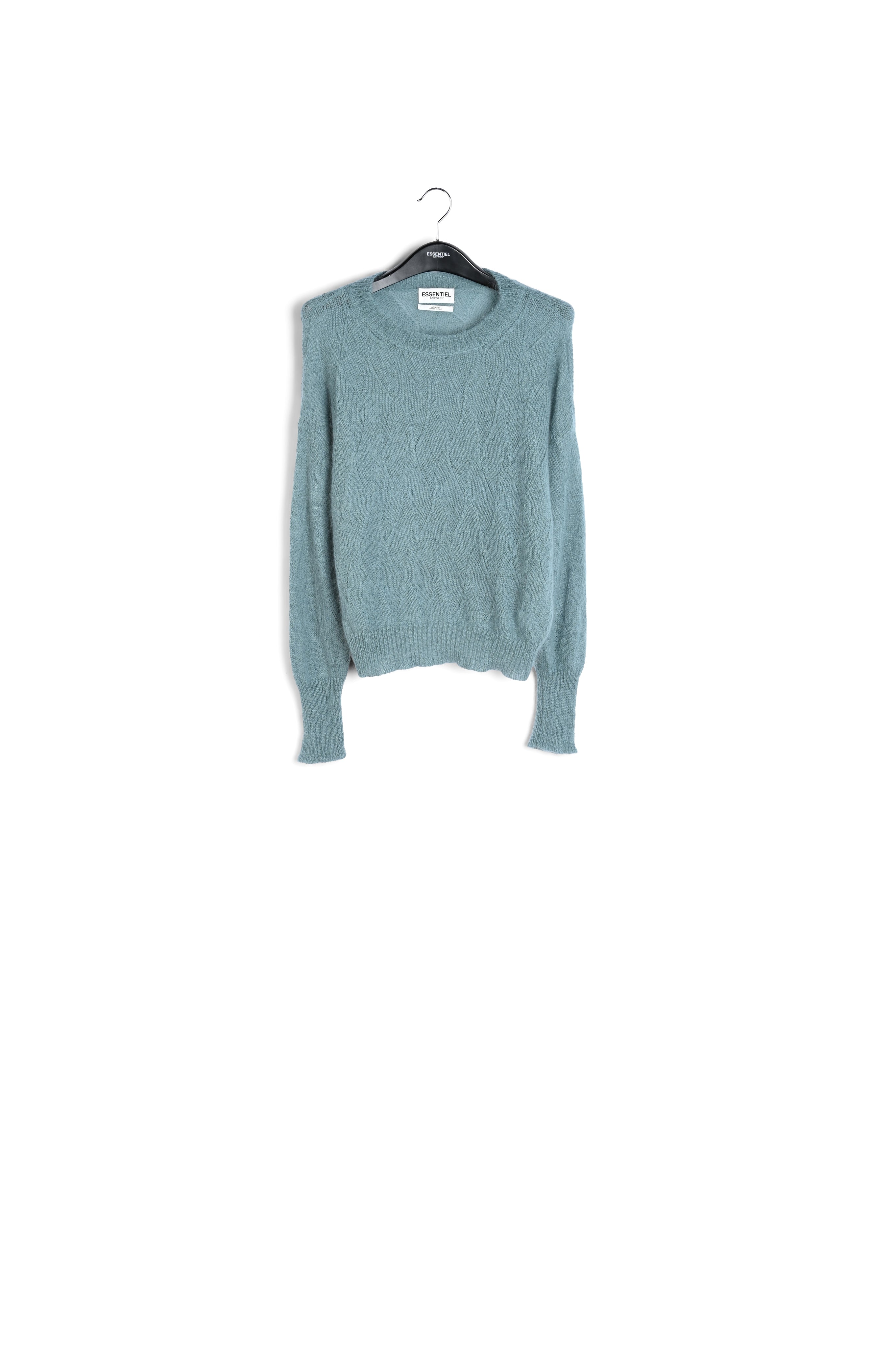 Blue ajour-knitted mohair sweater RE—SSENTIEL | Essentiel second hand