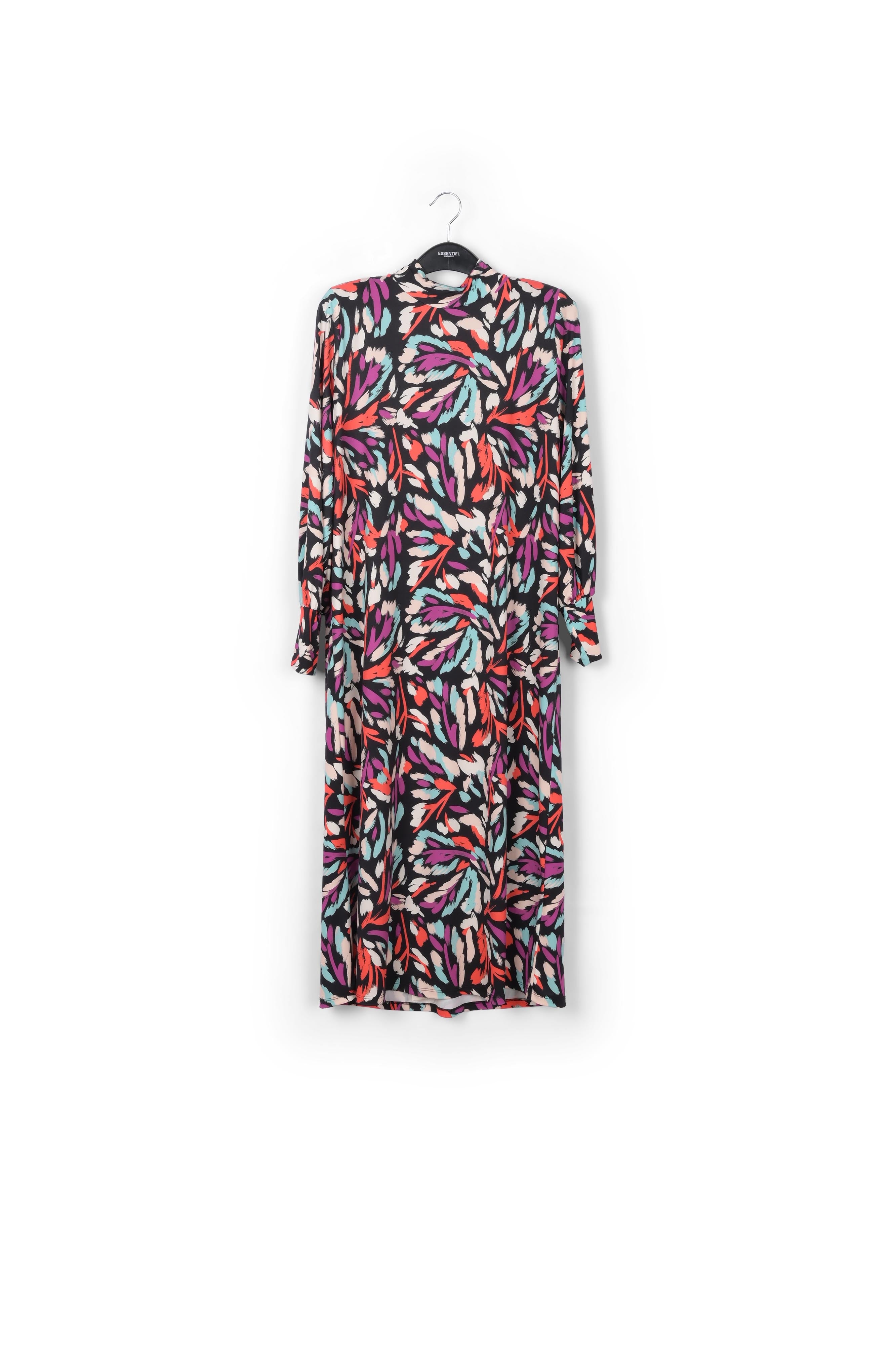 Robe midi en jersey noire, jaune et lilas RE—SSENTIEL | Essentiel second hand