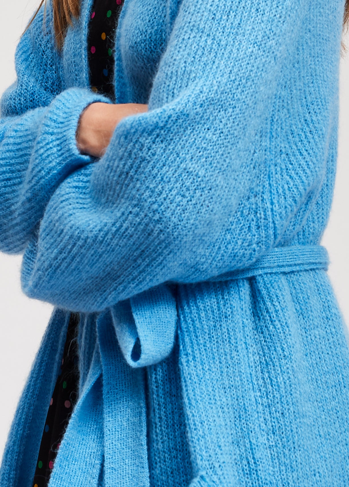 Light blue mohair blend cardigan with belt RE—SSENTIEL | Essentiel second hand