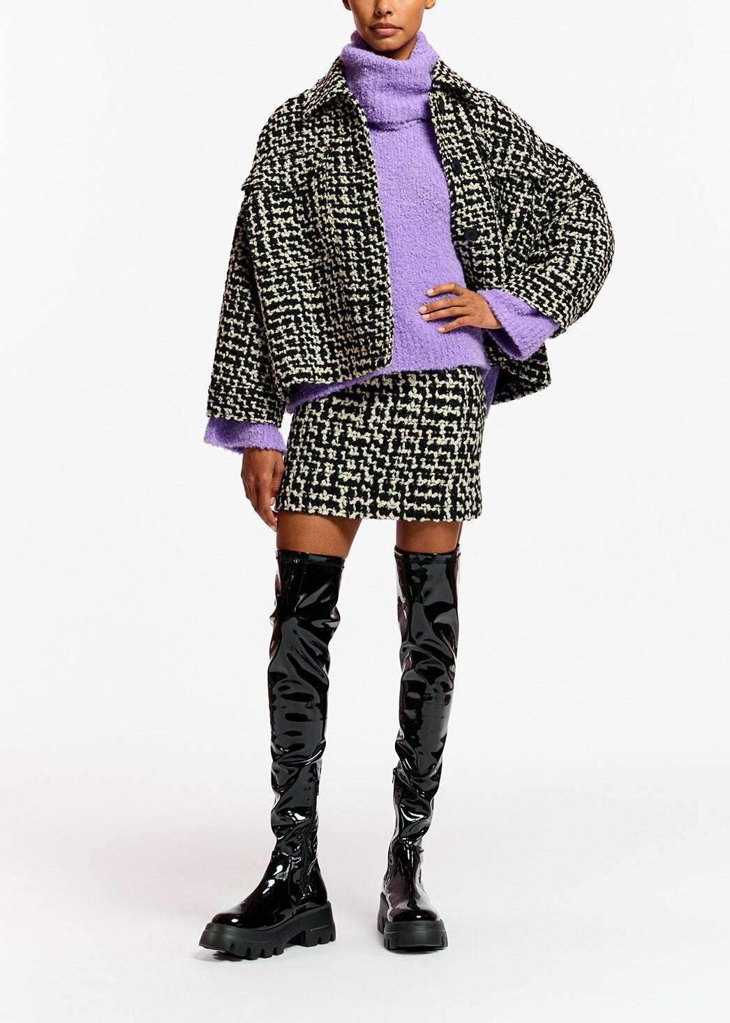 Dark lilac knit sweater with separate collar RE—SSENTIEL | Essentiel second hand