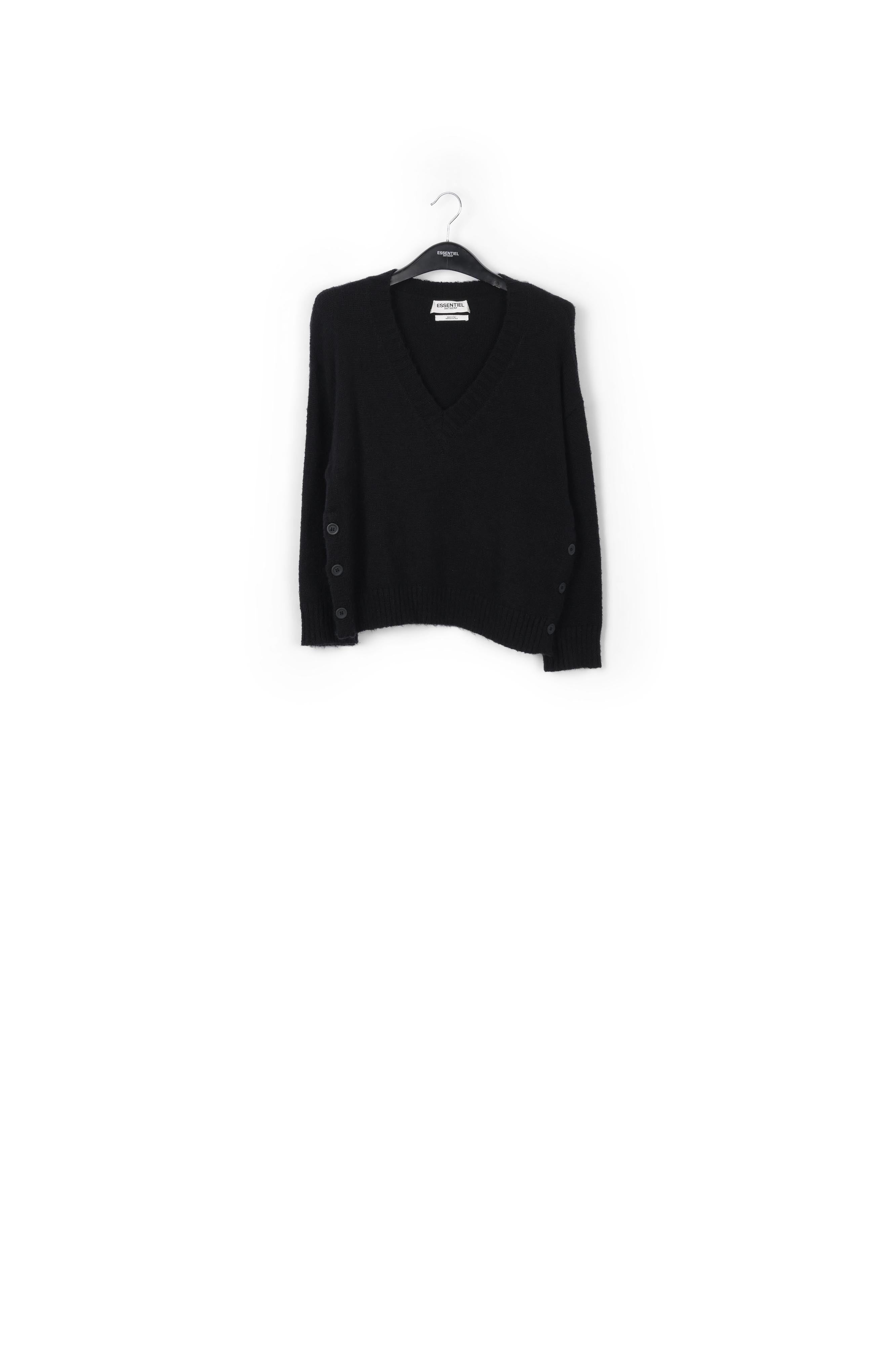 Pull noir en tricot coupe carrée RE—SSENTIEL | Essentiel second hand