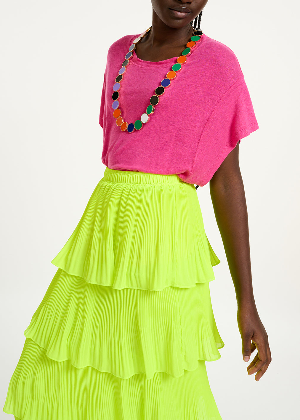 Fuchsia linen T-shirt RE—SSENTIEL | Essentiel second hand