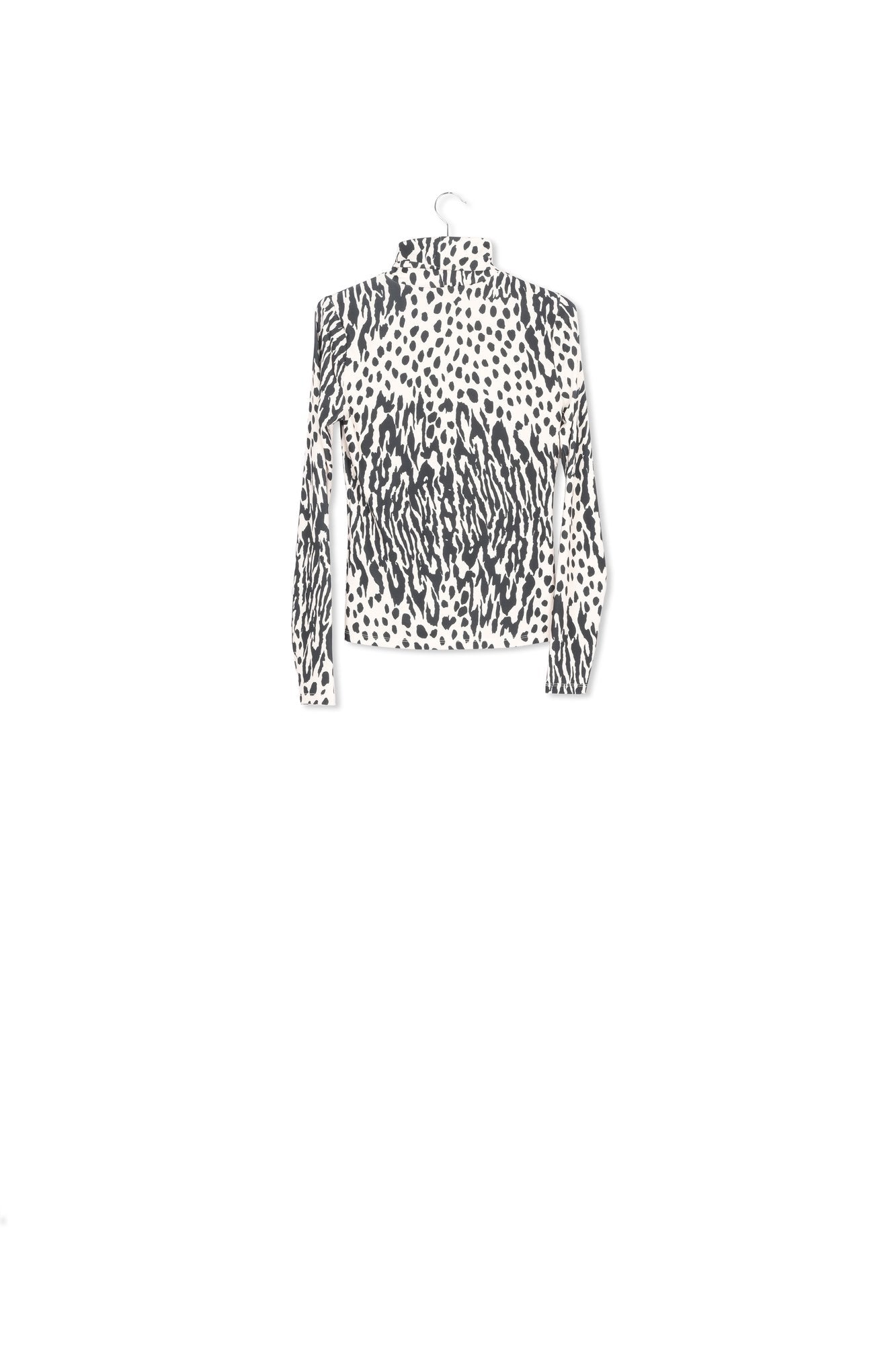 Ecru and black dotted turtleneck top RE—SSENTIEL | Essentiel second hand