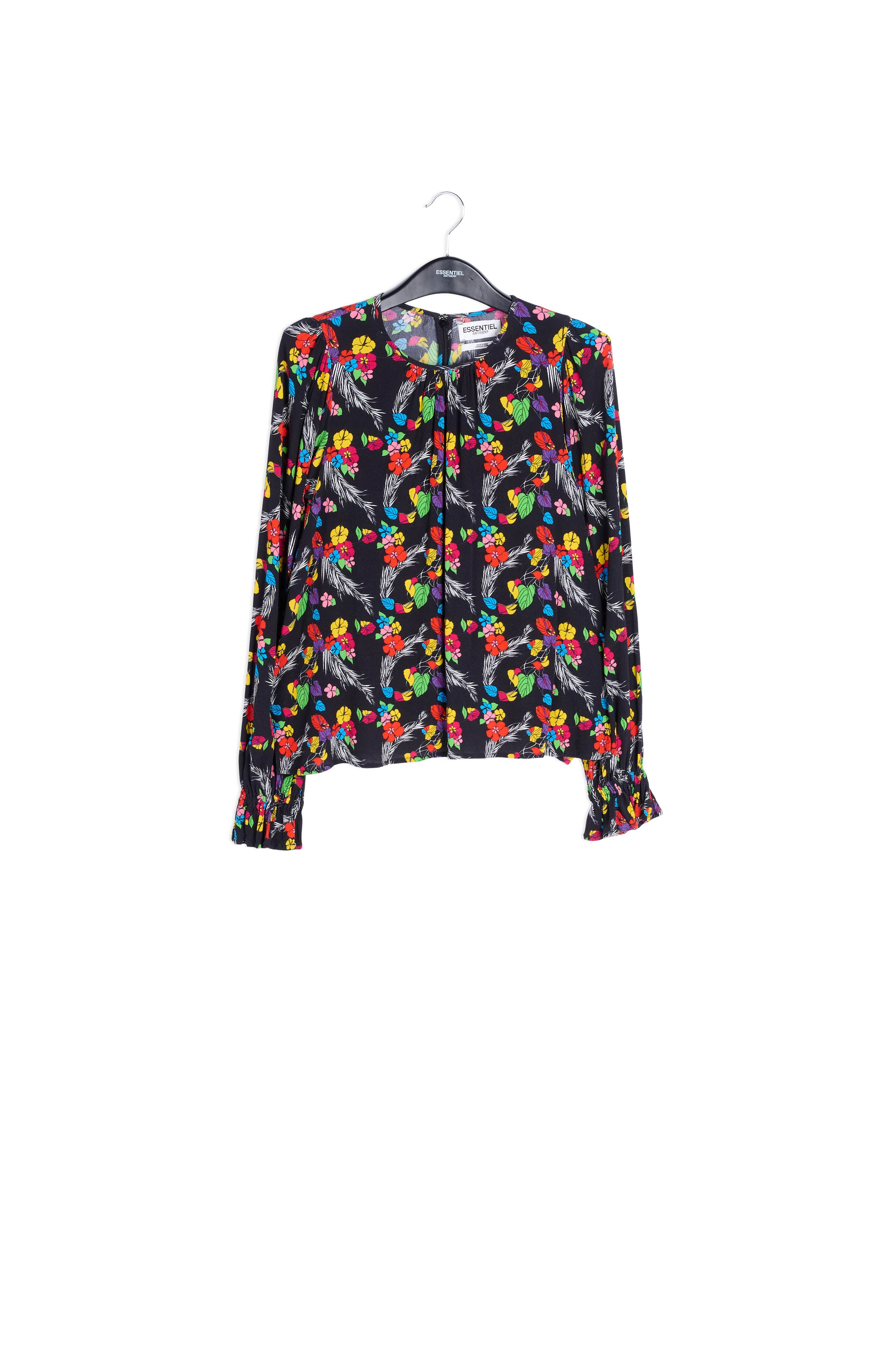 Black tropical print top RE—SSENTIEL | Essentiel second hand