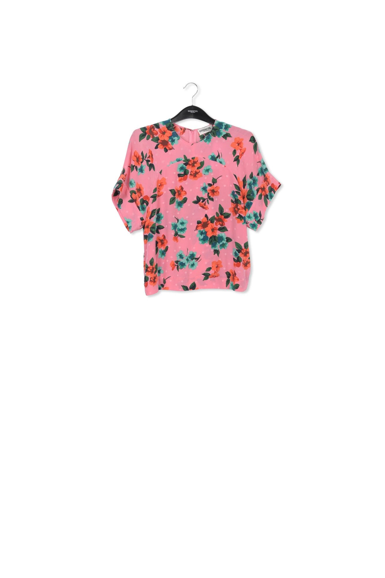 Pink floral and polka dot silk top RE—SSENTIEL | Essentiel second hand