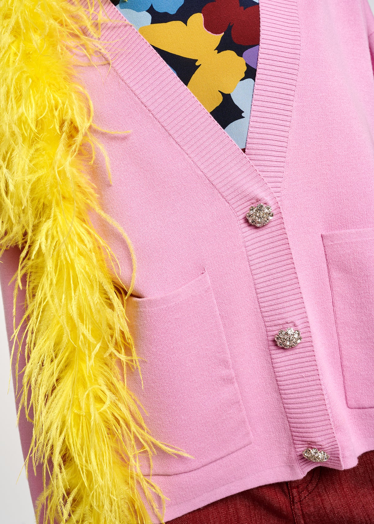 Pink cardigan with rhinestone buttons RE—SSENTIEL | Essentiel second hand