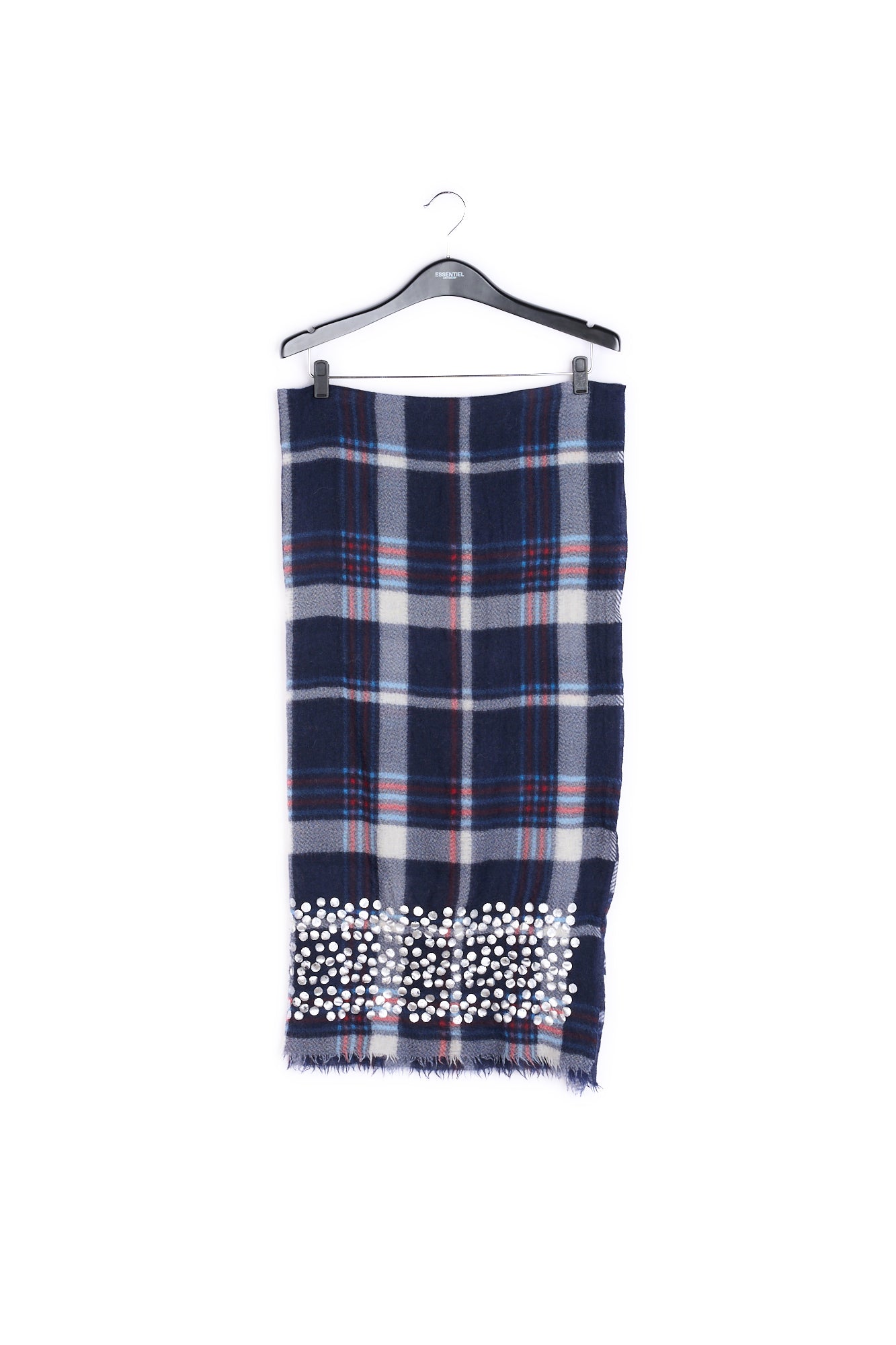 Light blue, wool tartan scarf RE—SSENTIEL | Essentiel second hand