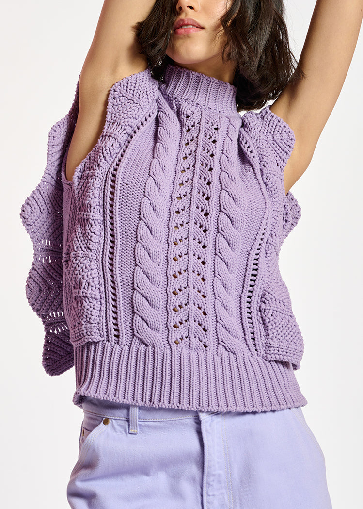 Pull sans manches lilas à  volants RE—SSENTIEL | Essentiel second hand