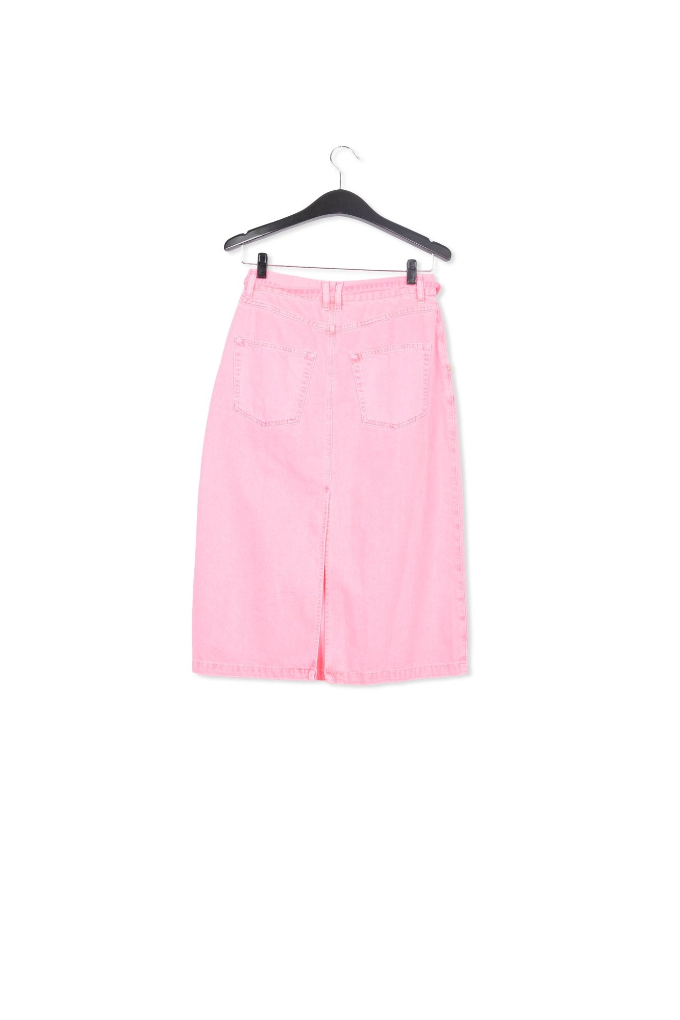 Neon pink high-waisted denim a-line skirt RE—SSENTIEL | Essentiel second hand