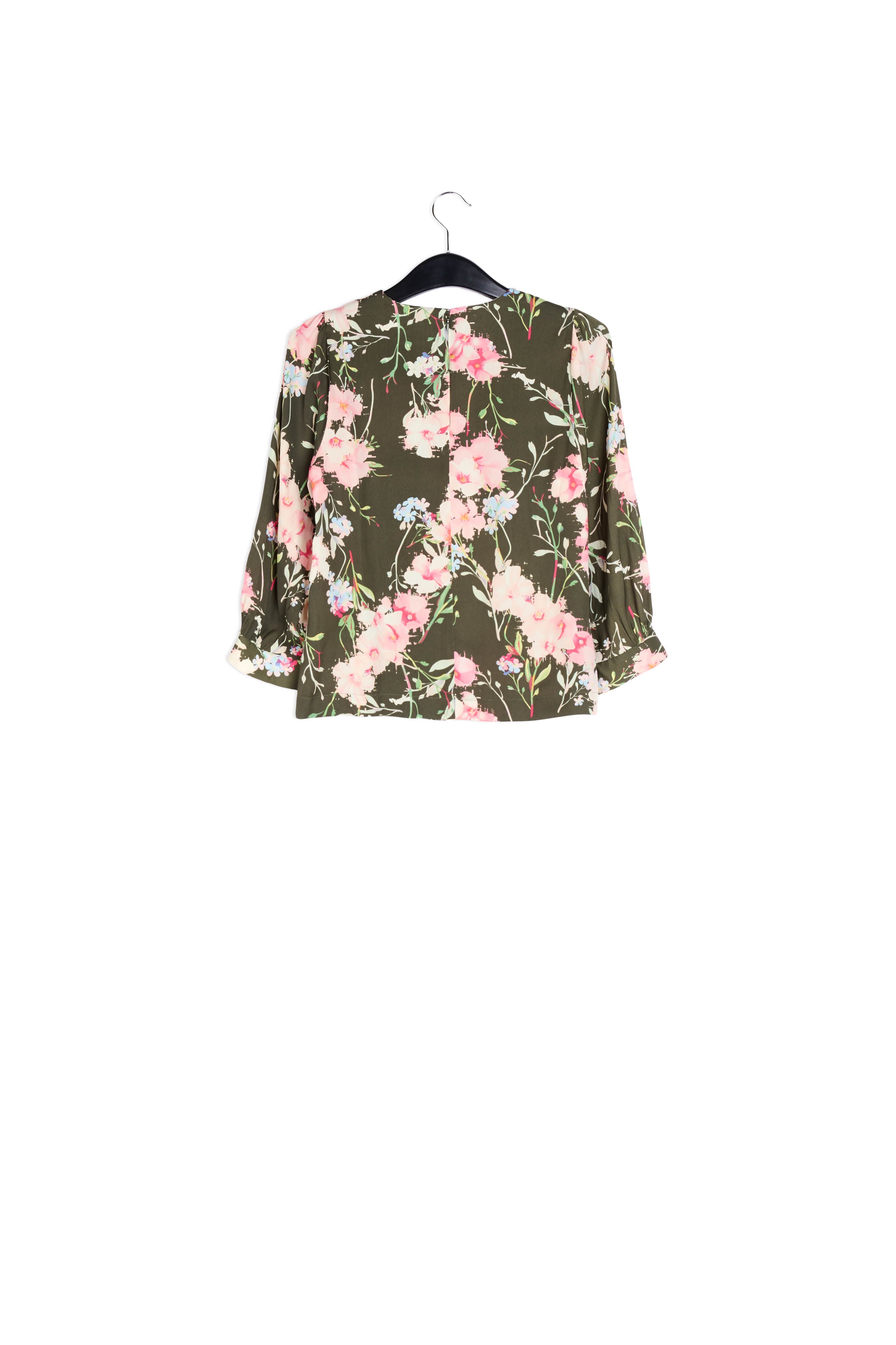 Top kaki à fleurs avec manches bouffantes RE—SSENTIEL | Essentiel second hand