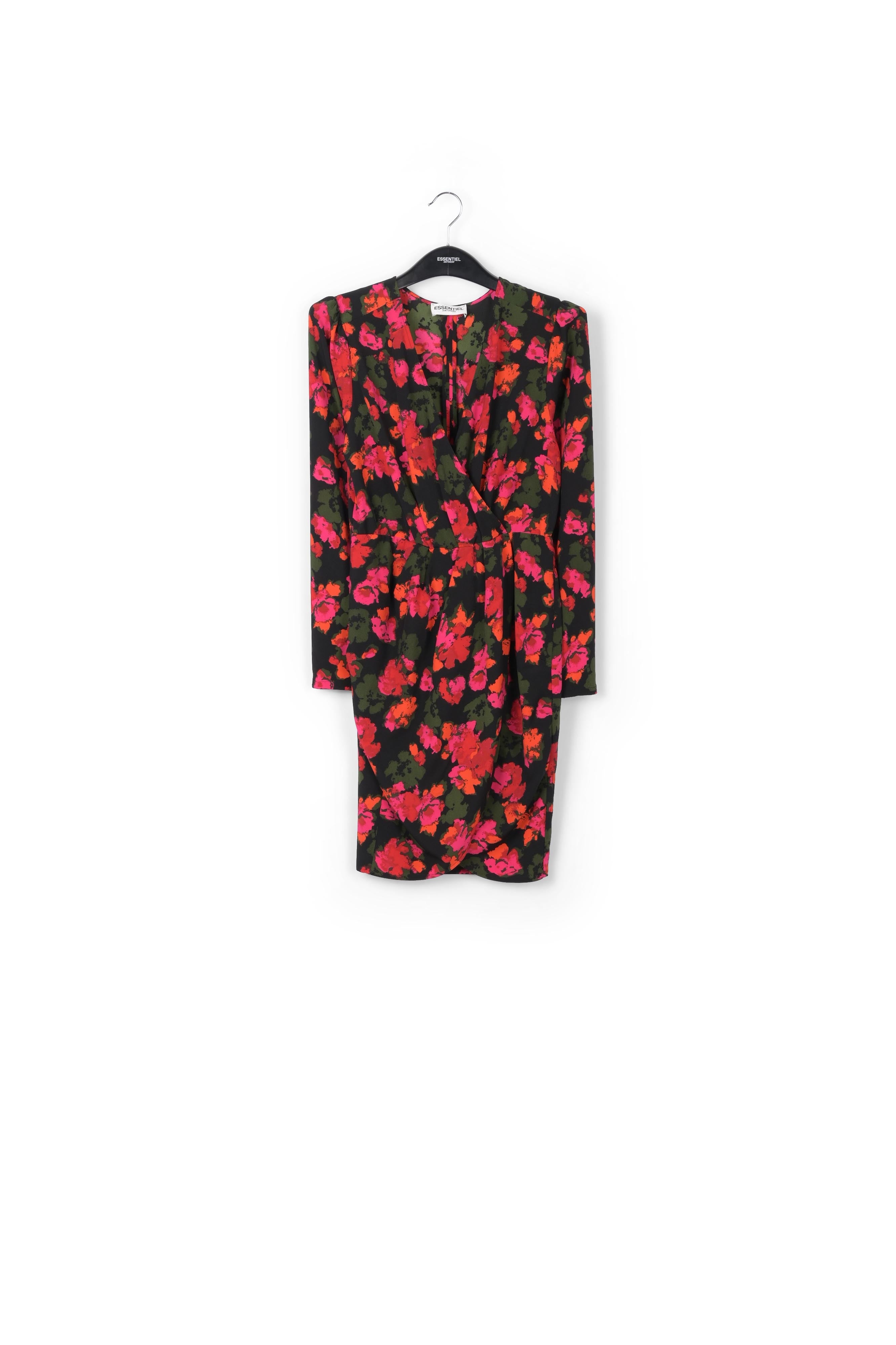 Black and red wrap effect midi dress RE—SSENTIEL | Essentiel second hand