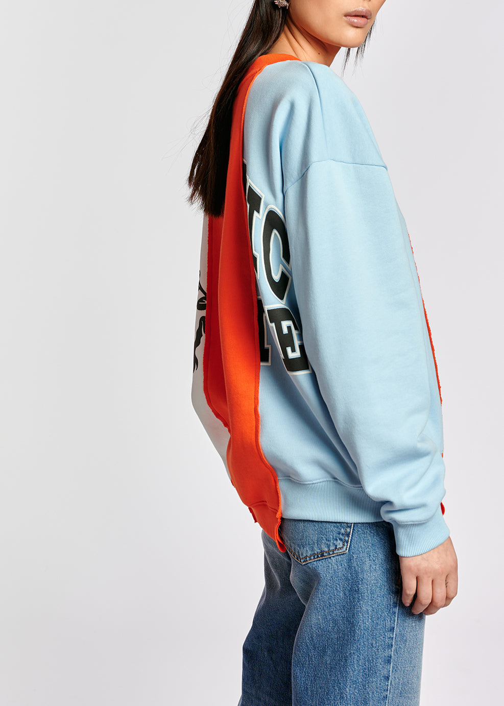 Light blue, orange and white patchwork sweatshirt RE—SSENTIEL | Essentiel second hand