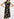 Black floral-print midi-length dress with padded shoulders Faume - seconde main