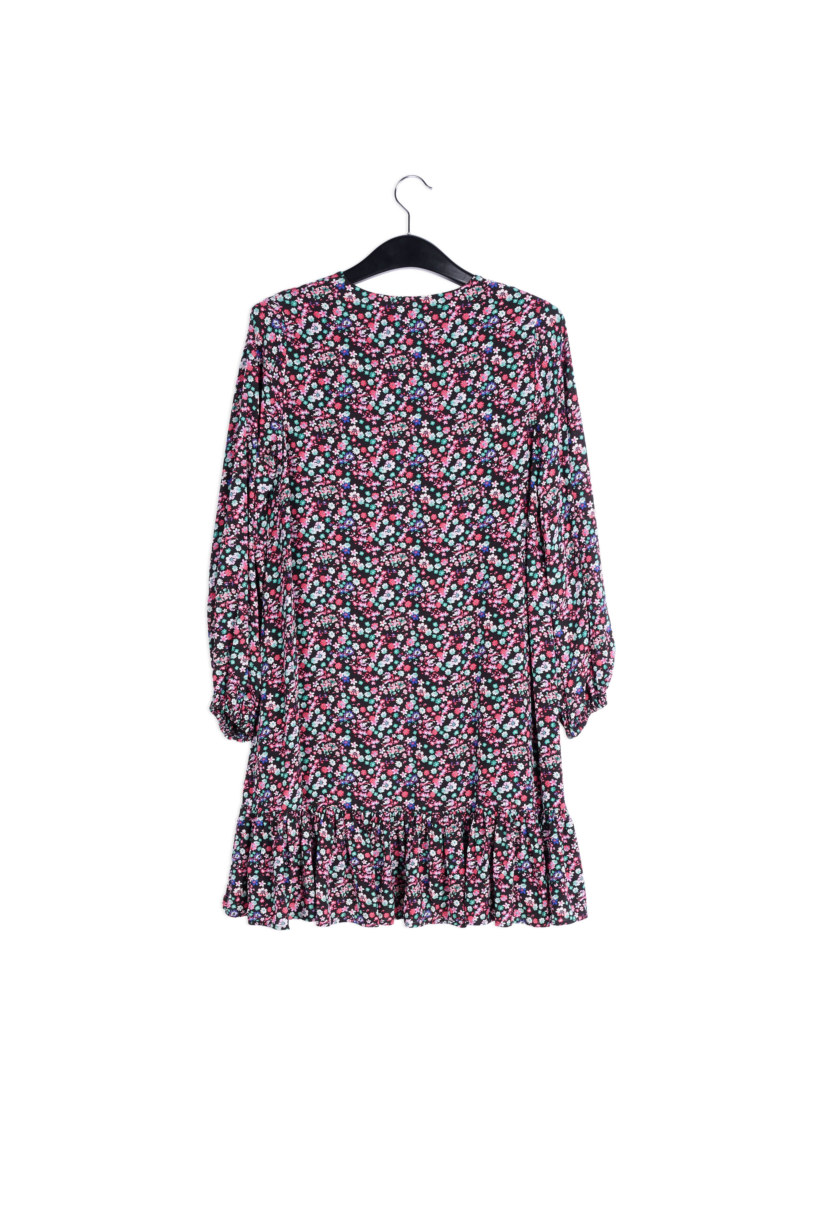 Black floral-print mini dress RE—SSENTIEL | Essentiel second hand
