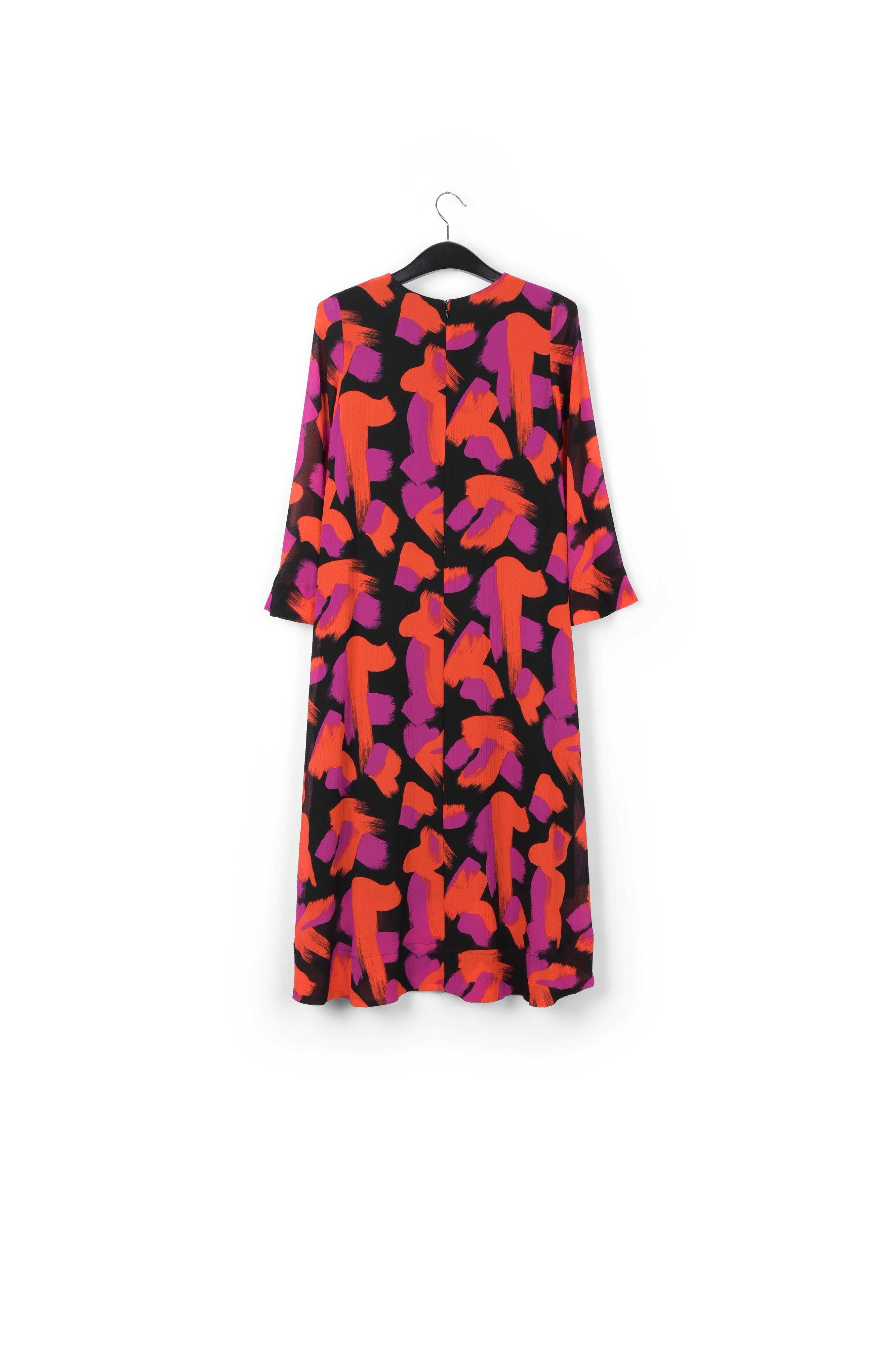 Robe maxi à imprimé abstrait noir, orange et pourpre RE—SSENTIEL | Essentiel second hand