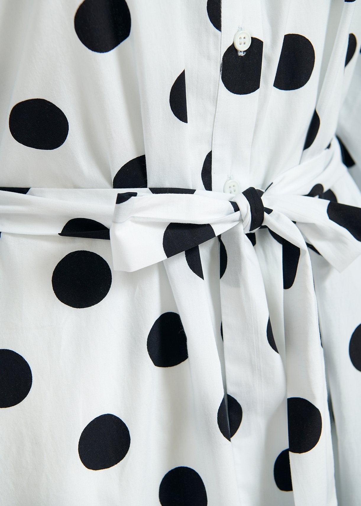 White and black polka-dot knee-length shirt dress RE—SSENTIEL | Essentiel second hand