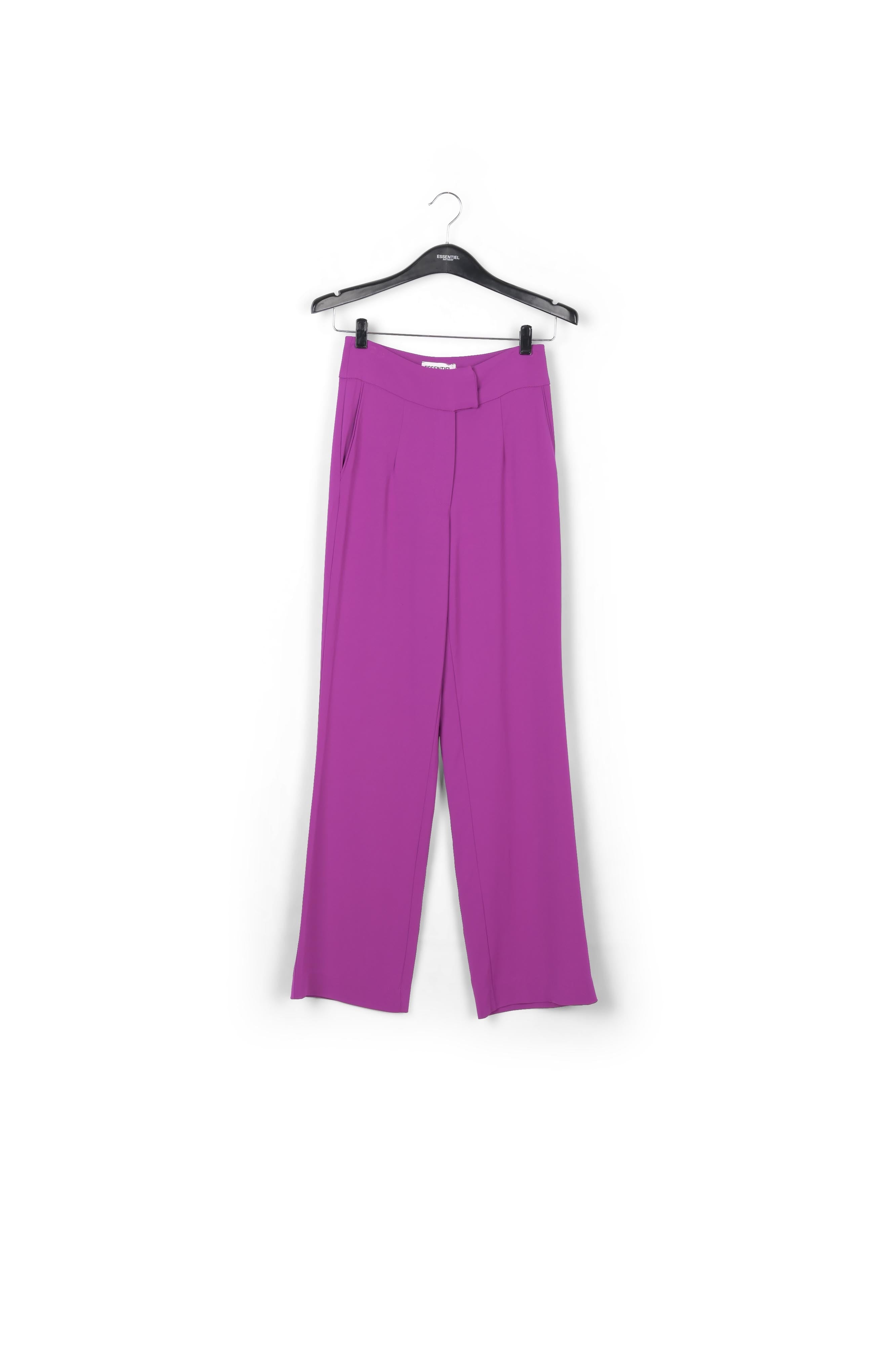 Purple viscose-satin straight-leg pants RE—SSENTIEL | Essentiel second hand