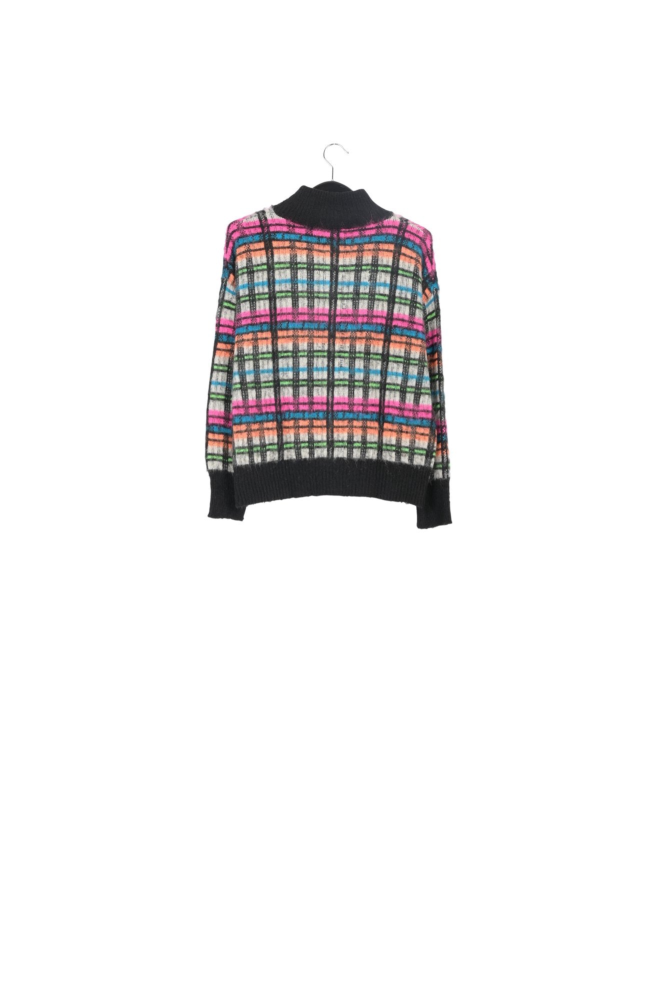 Black, white and fuschia brushed knitted sweater RE—SSENTIEL | Essentiel second hand