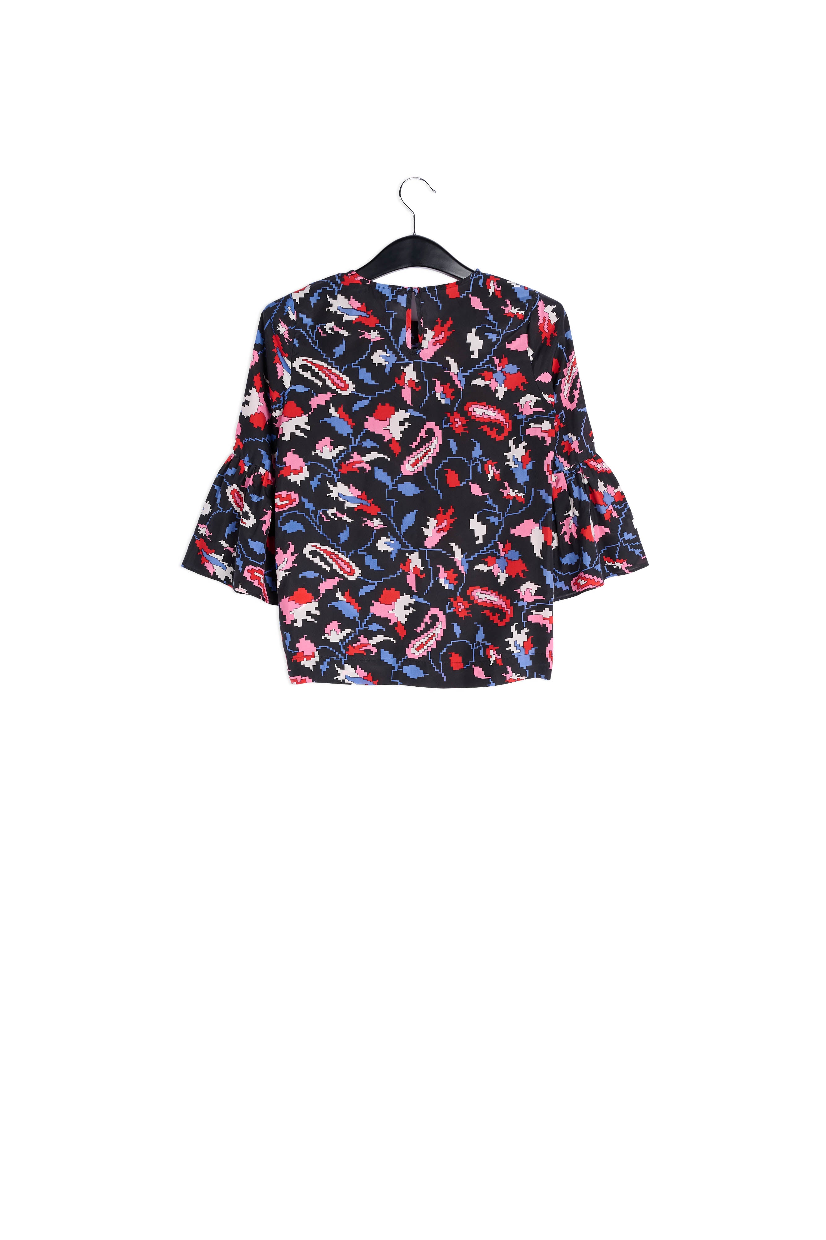 Blue silk Blouse with flower print RE—SSENTIEL | Essentiel second hand