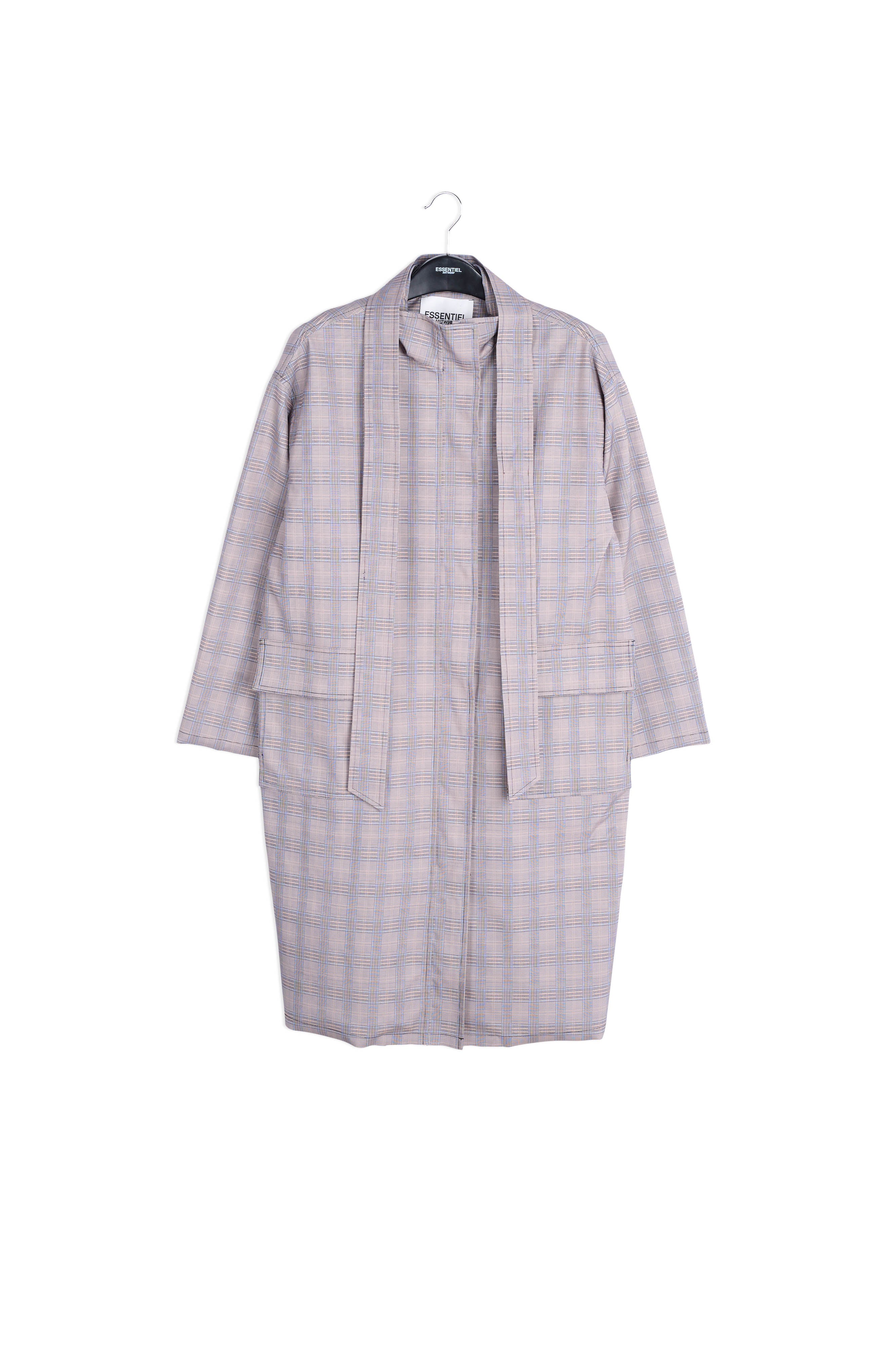 Grey plaid oversized coat RE—SSENTIEL | Essentiel second hand