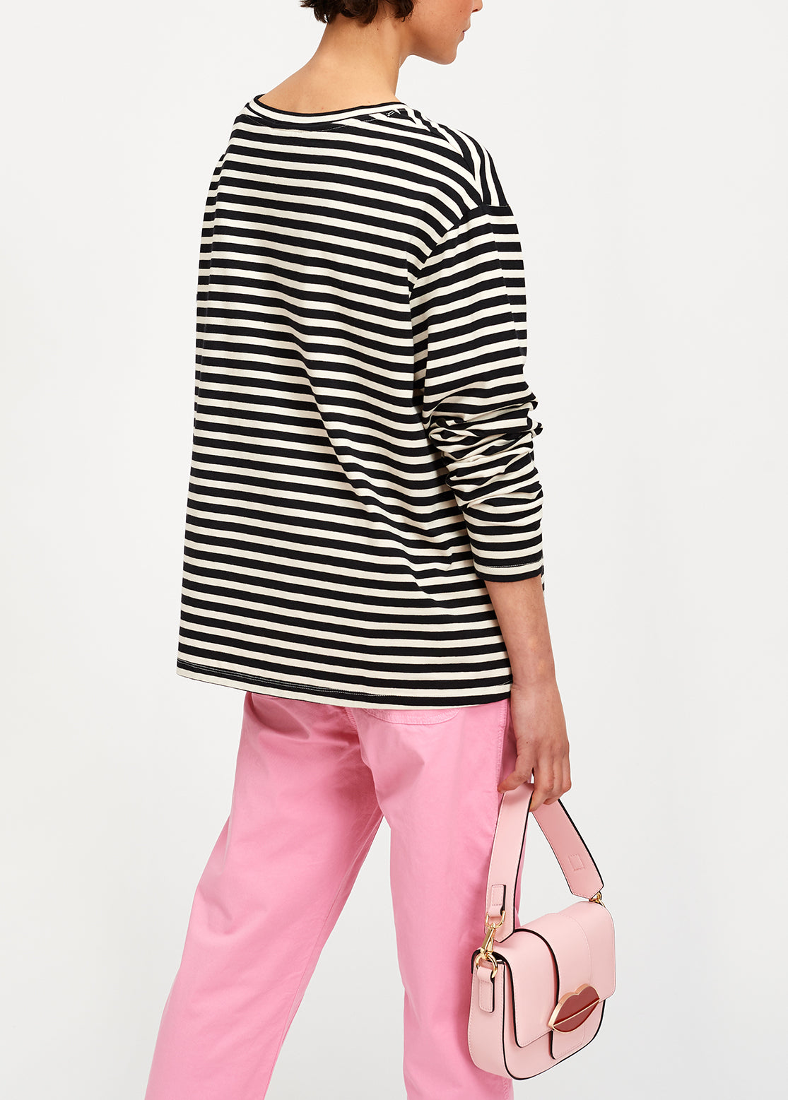 Black and white striped t-shirt with essentiel logo RE—SSENTIEL | Essentiel second hand