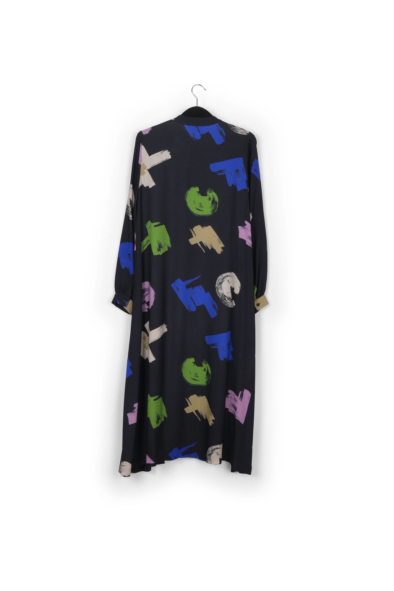 Dark blue graphic print maxi-length shirt dress RE—SSENTIEL | Essentiel second hand