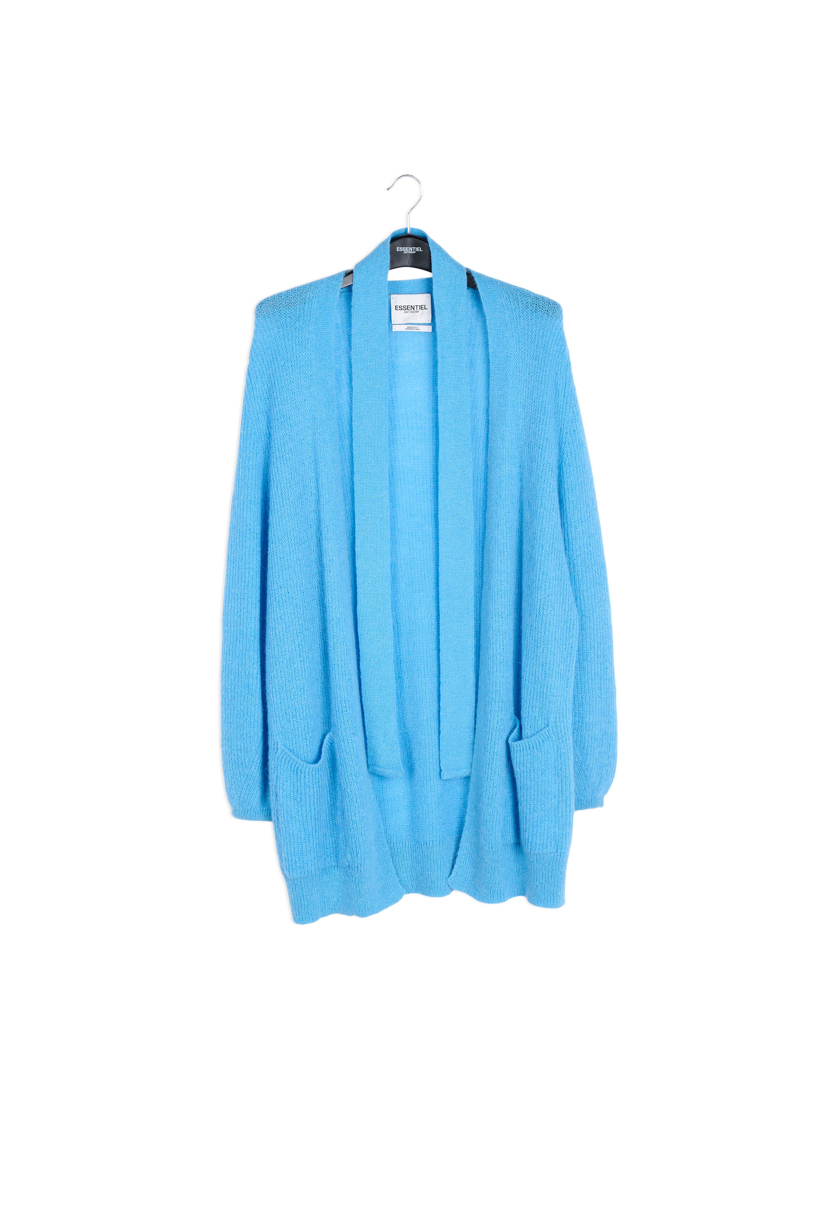 Light blue mohair blend cardigan with belt RE—SSENTIEL | Essentiel second hand