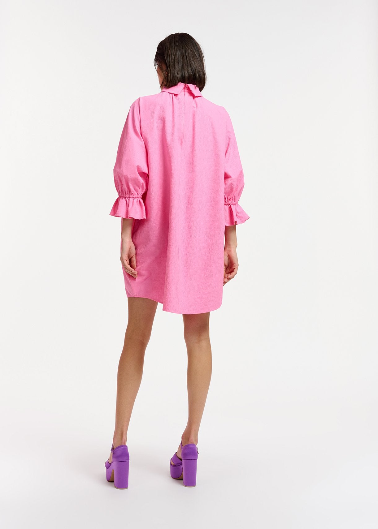 Pink mini dress with stand-up collar RE—SSENTIEL | Essentiel second hand
